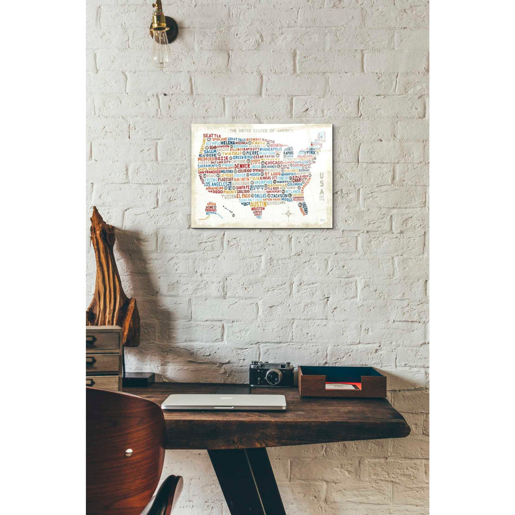 Epic Art 'US City Map' by Michael Mullan, Acrylic Glass Wall Art,12 x 16