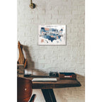 Epic Art 'USA Modern Vintage Blue Grey Red with Words' by Michael Mullan, Acrylic Glass Wall Art,12 x 16