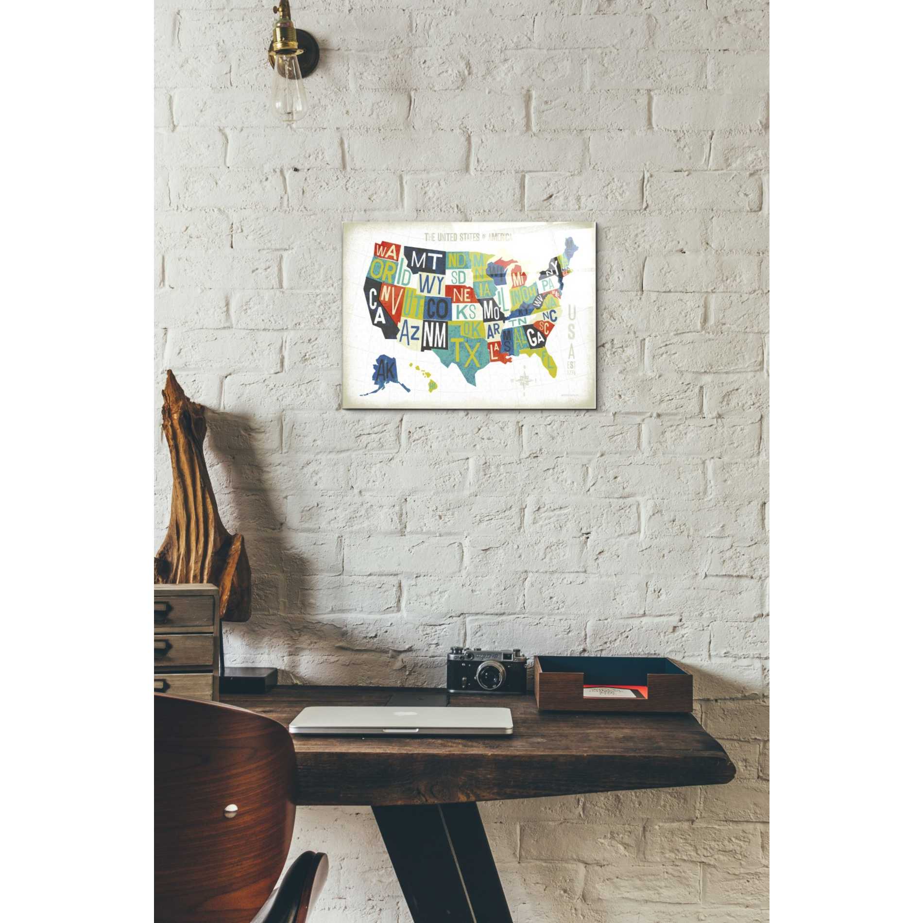 Epic Art 'Letterpress USA Map' by Michael Mullan, Acrylic Glass Wall Art,12 x 16