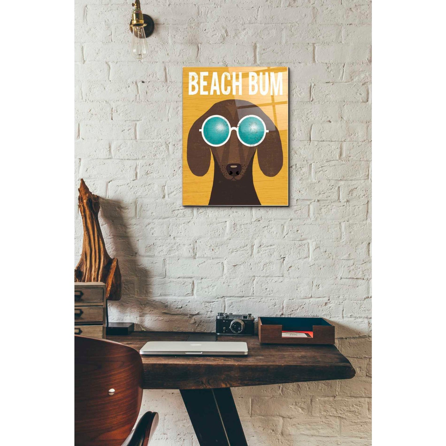 Epic Art 'Beach Bums Dachshund I Bum' by Michael Mullan, Acrylic Glass Wall Art,12 x 16