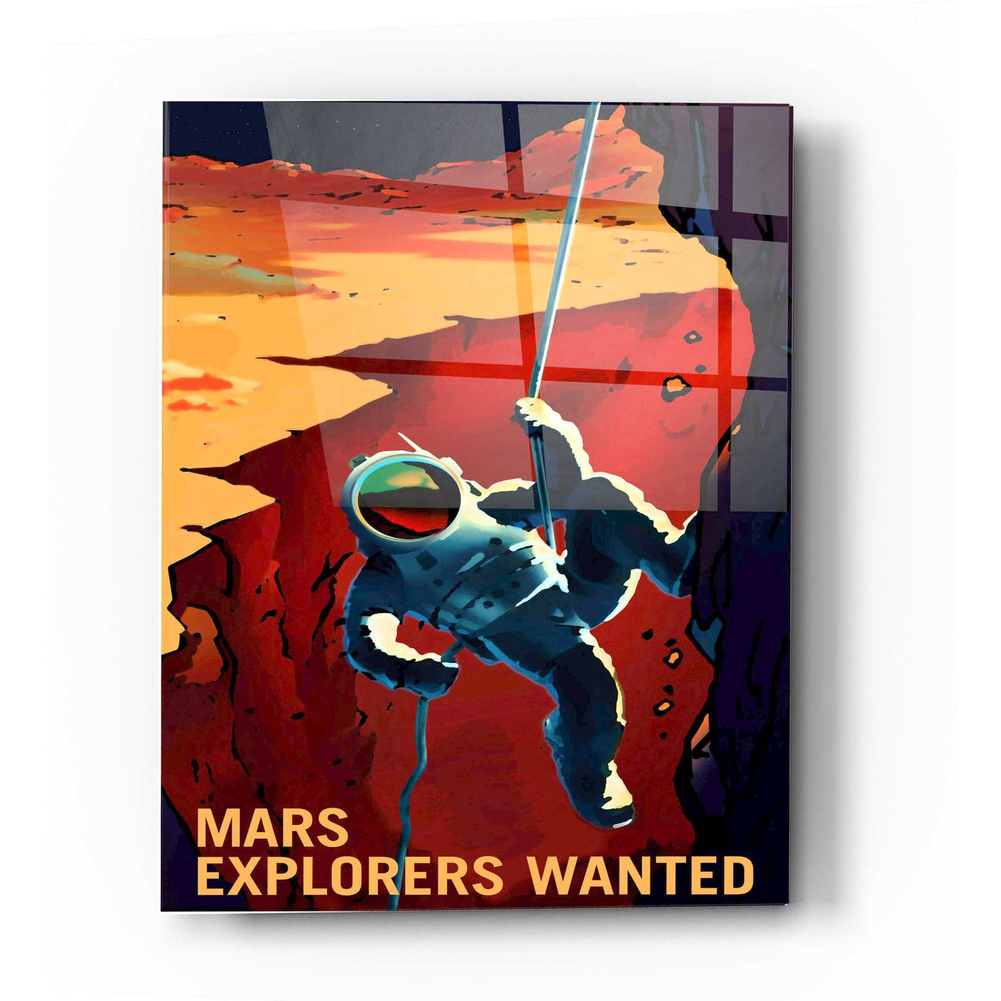 Epic Art 'Mars Explorer Series: Explorers Wanted' Space Acrylic Glass Wall Art,12 x 16