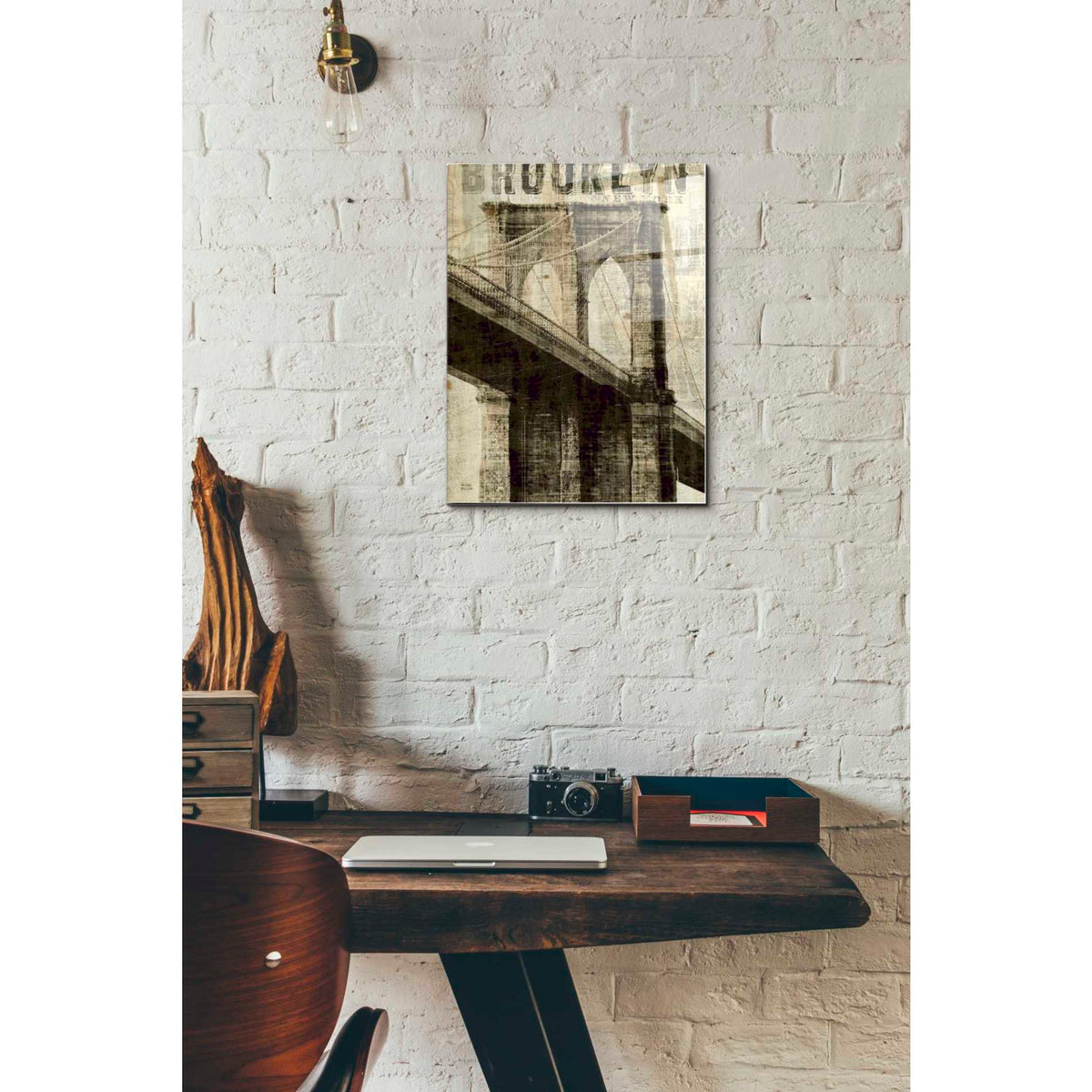 Epic Art 'Vintage NY Brooklyn Bridge' by Michael Mullan, Acrylic Glass Wall Art,12 x 16