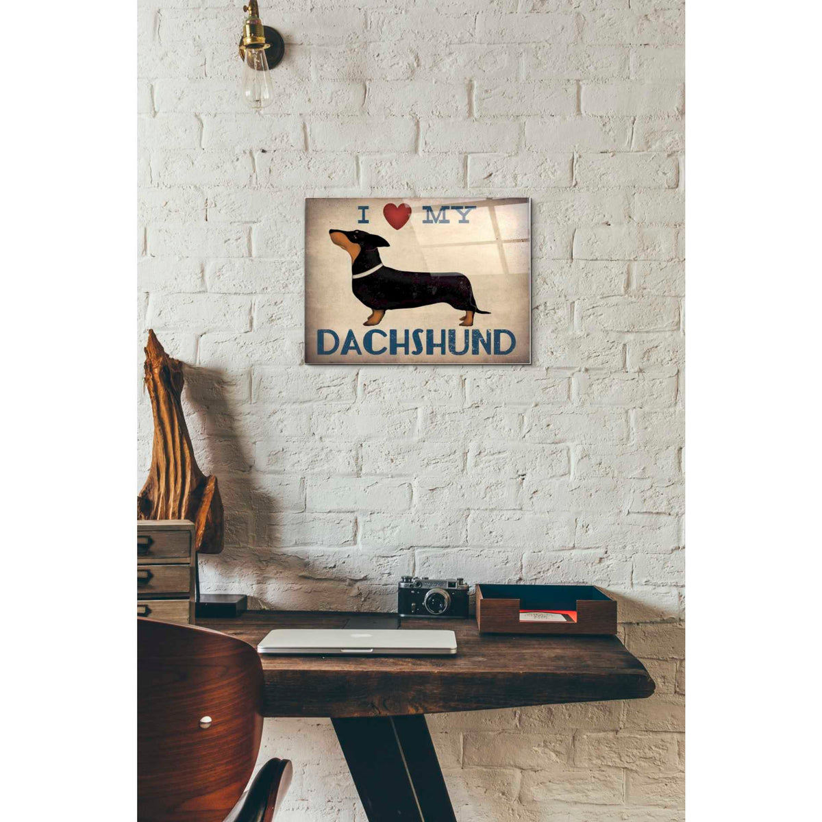 Epic Art 'Dachshund Longboards - Love v2' by Ryan Fowler, Acrylic Glass Wall Art,12x16