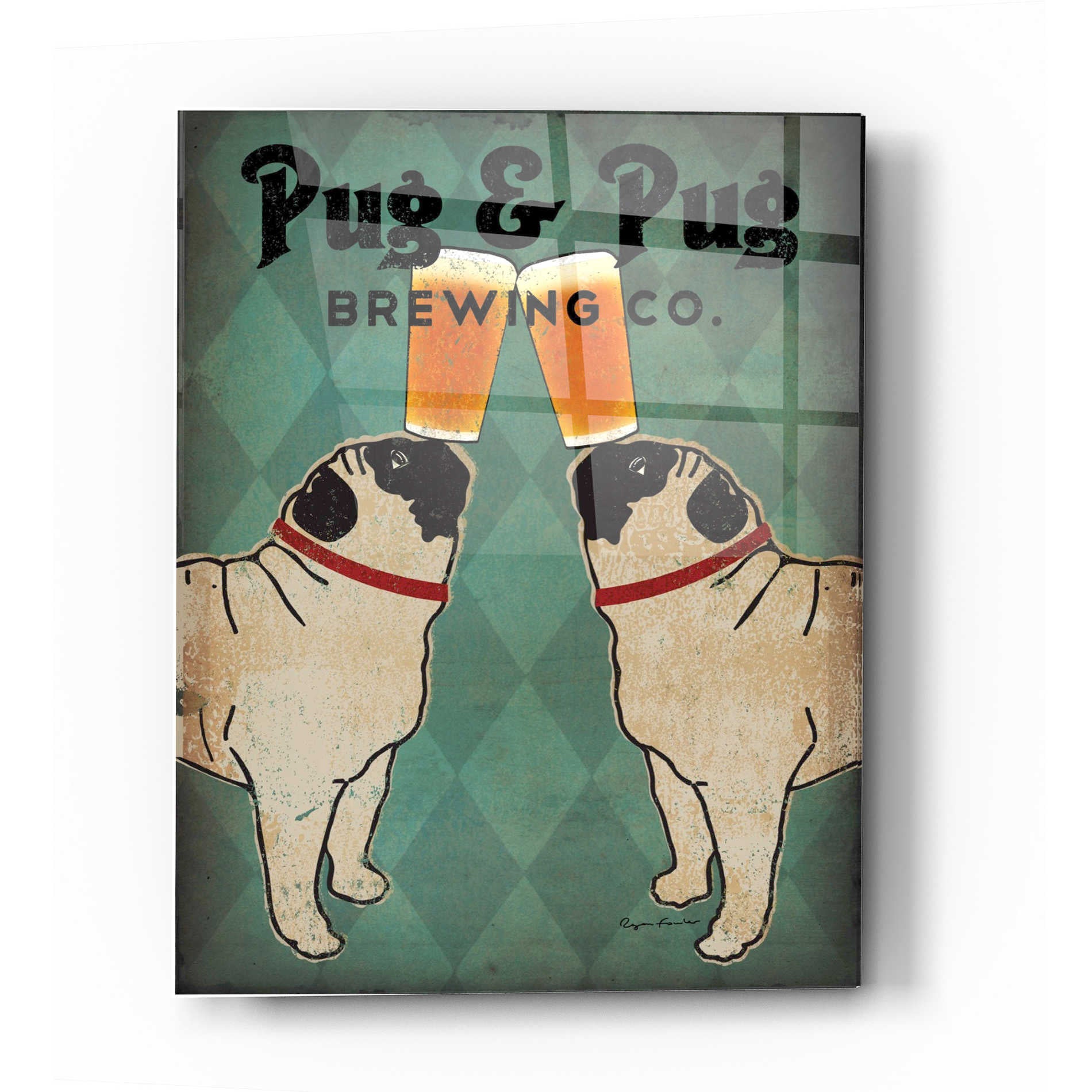 Epic Art 'Pug and Pug Brewing' by Ryan Fowler, Acrylic Glass Wall Art,12x16
