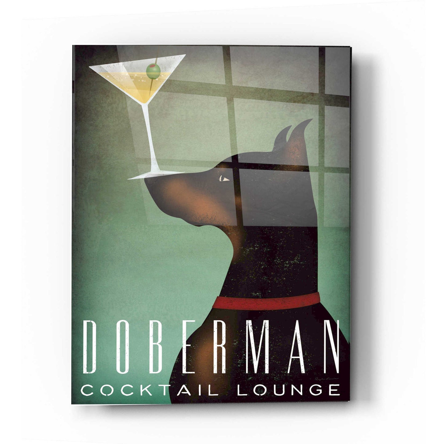 Epic Art 'Doberman Martini' by Ryan Fowler, Acrylic Glass Wall Art,12x16