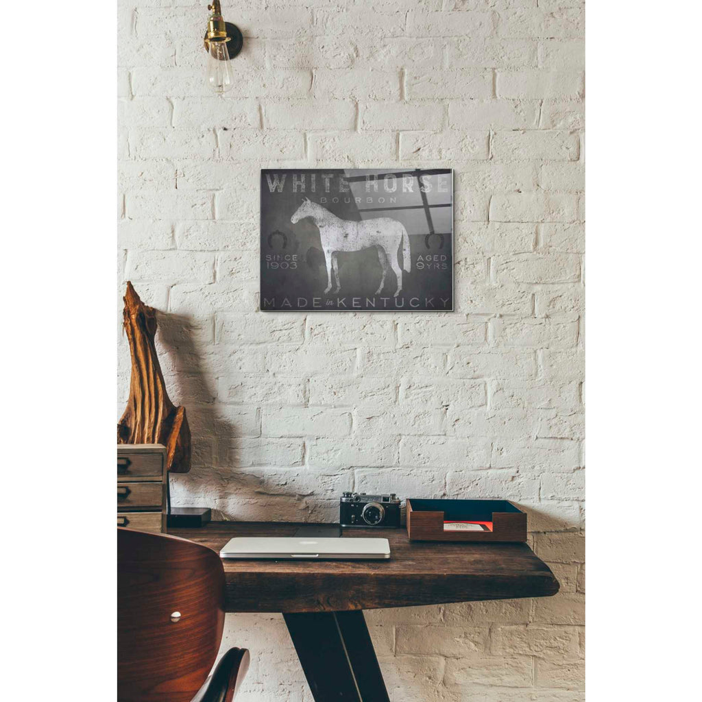Epic Art 'White Horse with Words' by Ryan Fowler, Acrylic Glass Wall Art,12x16