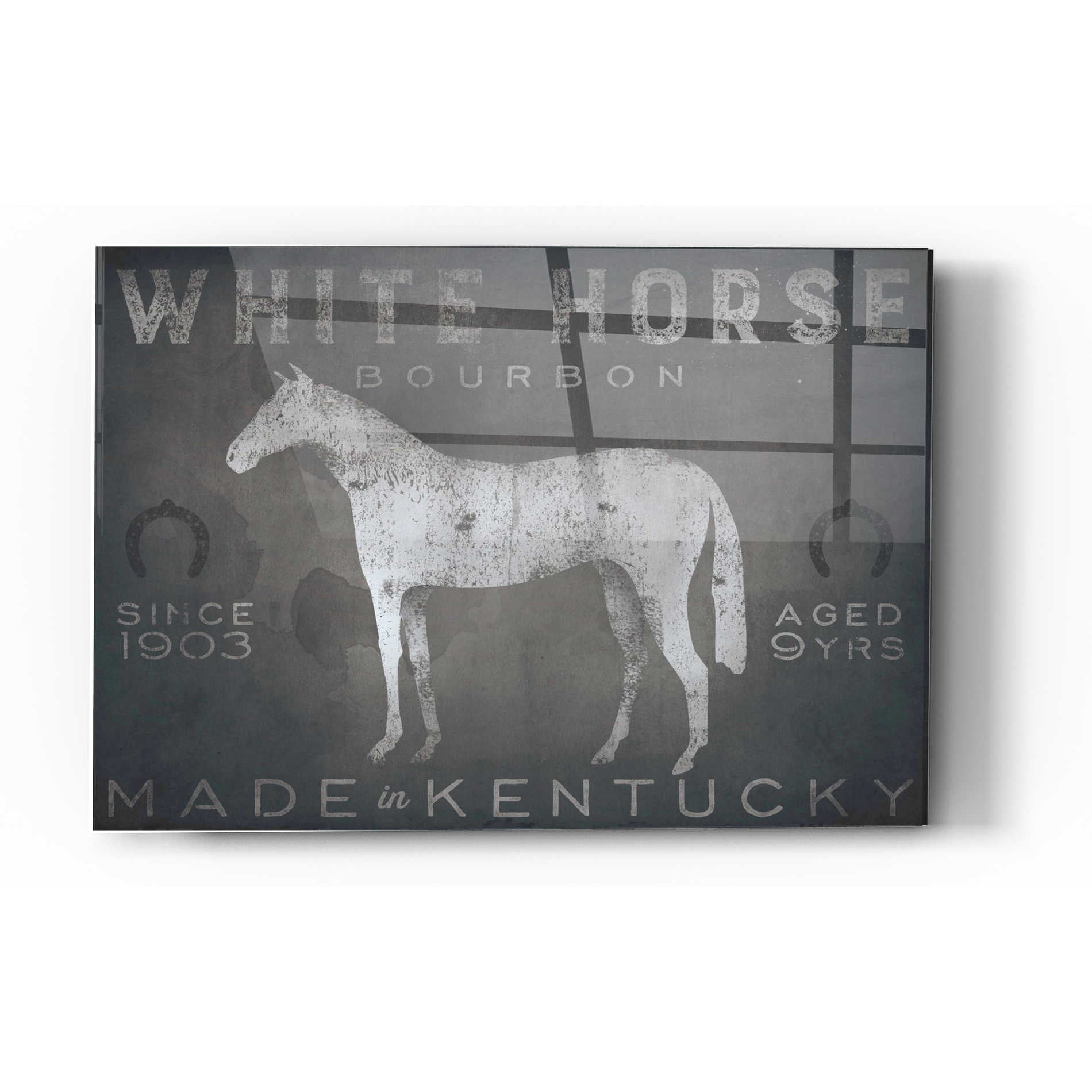 Epic Art 'White Horse with Words' by Ryan Fowler, Acrylic Glass Wall Art,12x16