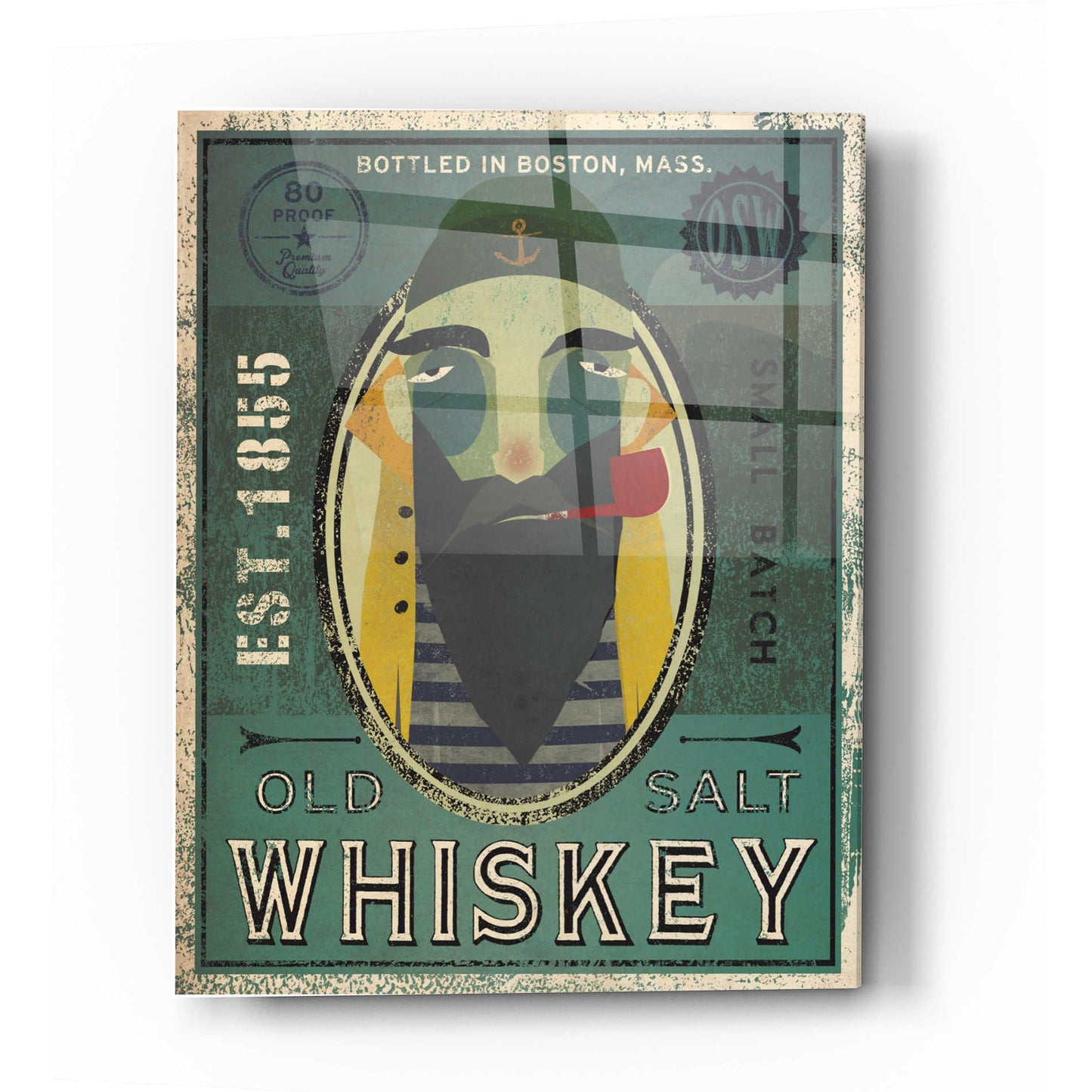 Epic Art 'Fisherman VII Old Salt Whiskey' by Ryan Fowler, Acrylic Glass Wall Art,12x16