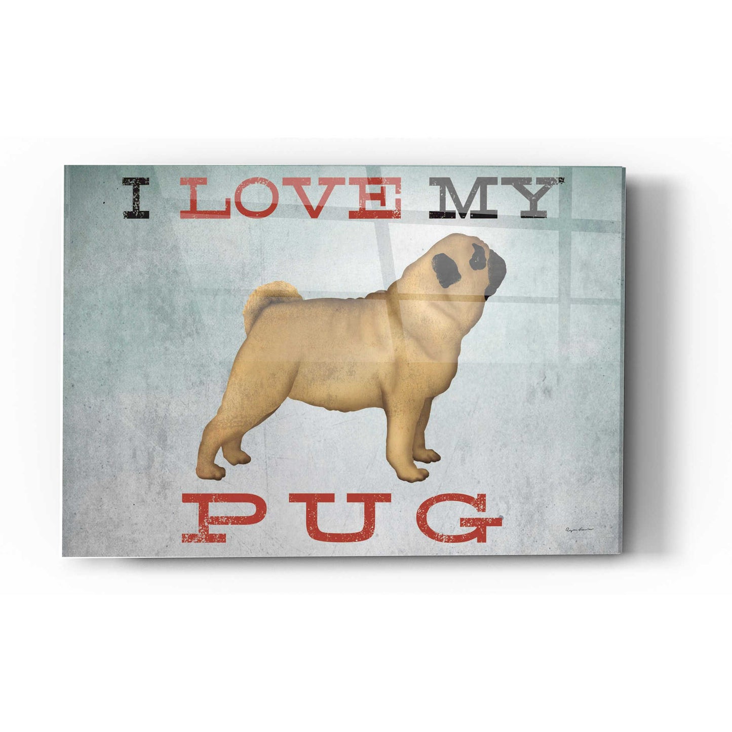 Epic Art 'I Love My Pug I' by Ryan Fowler, Acrylic Glass Wall Art,12x16
