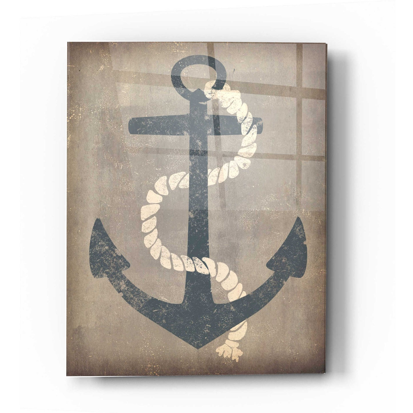 Epic Art 'Nautical Anchor Vertical Gray' by Ryan Fowler, Acrylic Glass Wall Art,12x16