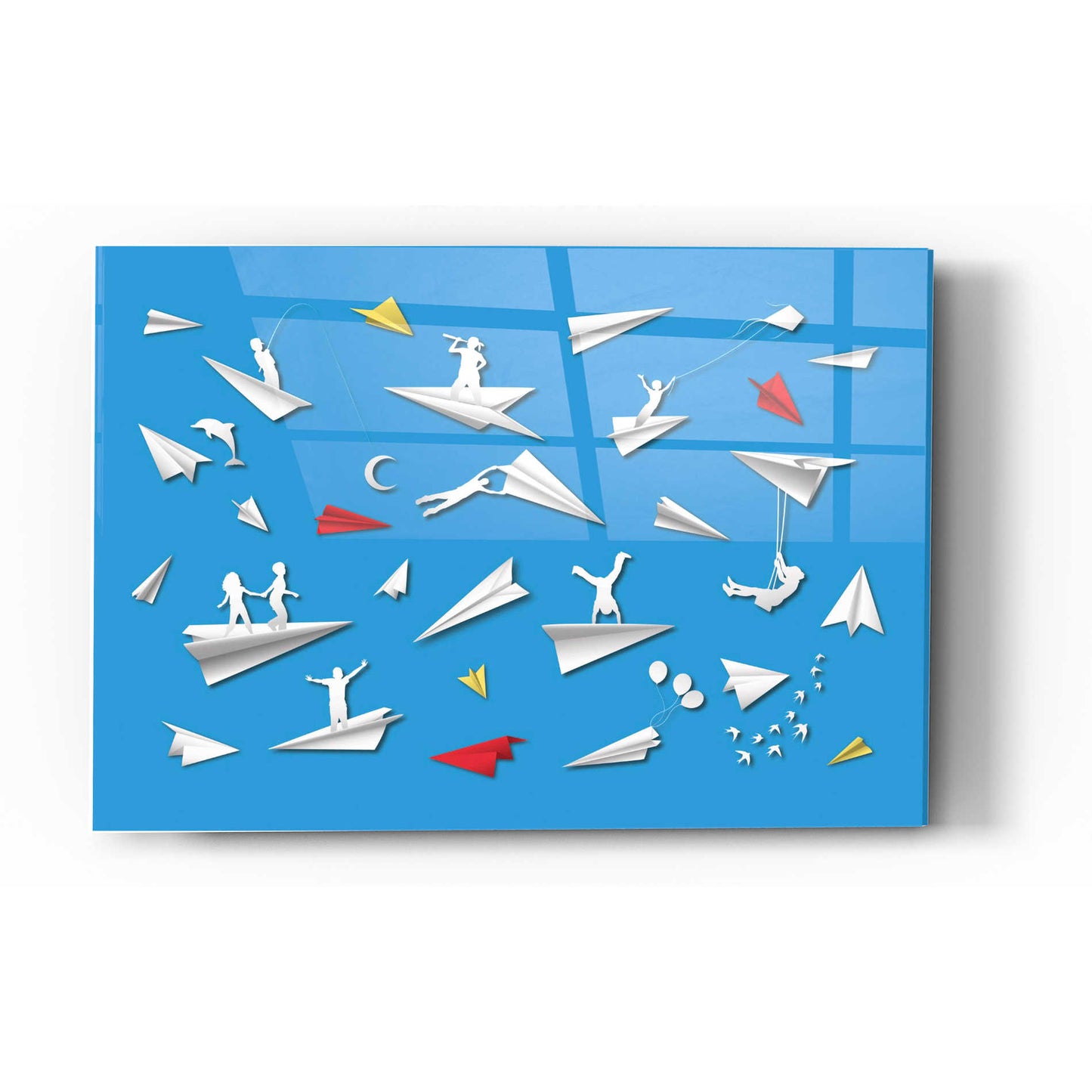 Epic Art 'Paper Planes' Acrylic Glass Wall Art,12x16
