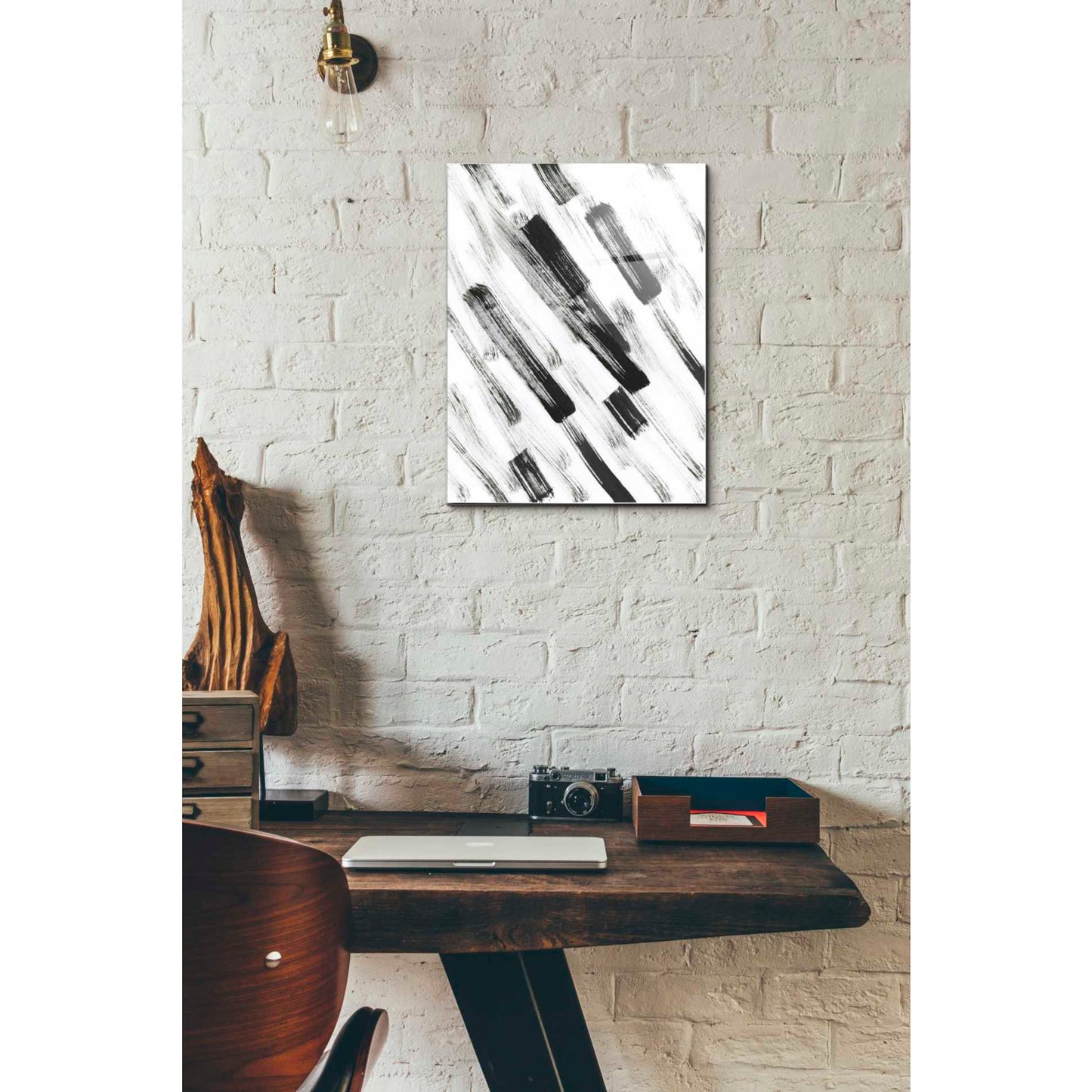 Epic Art 'Black and White Strokes North East' Acrylic Glass Wall Art,12x16