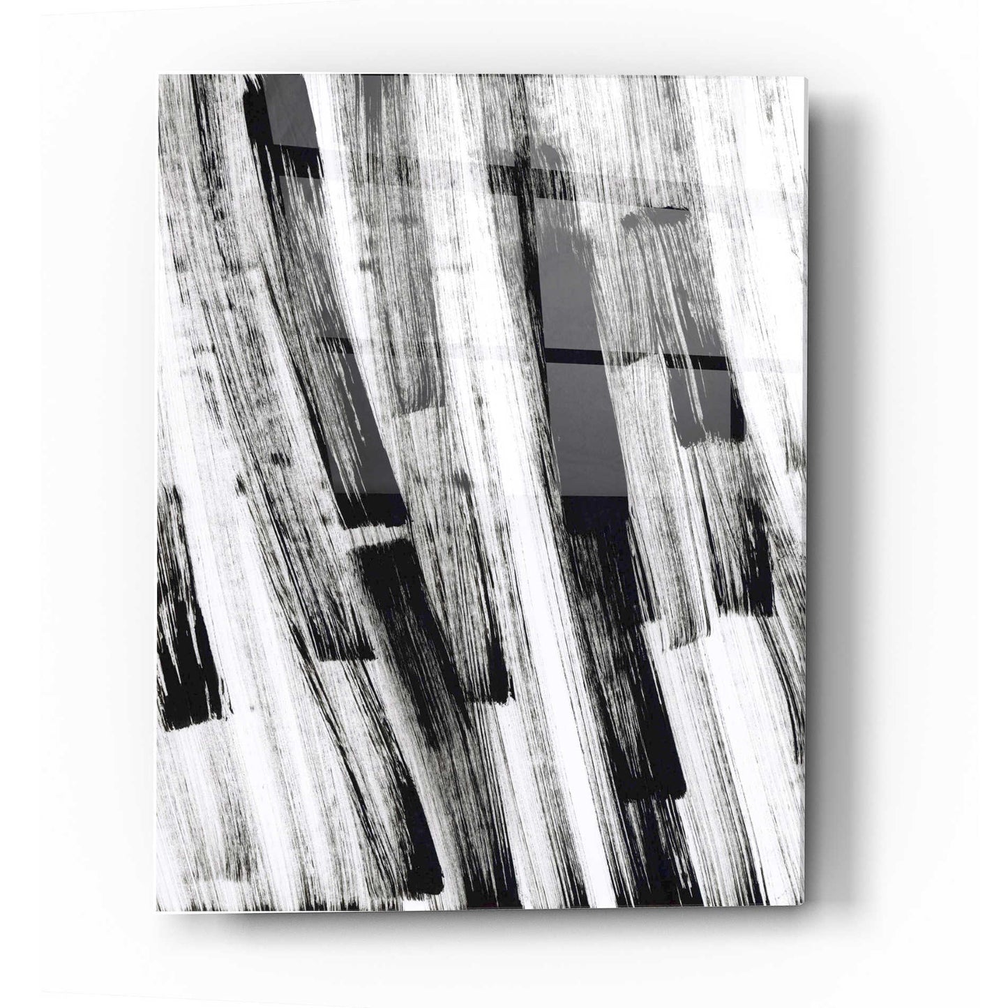 Epic Art 'Black and White Strokes South' Acrylic Glass Wall Art,12x16