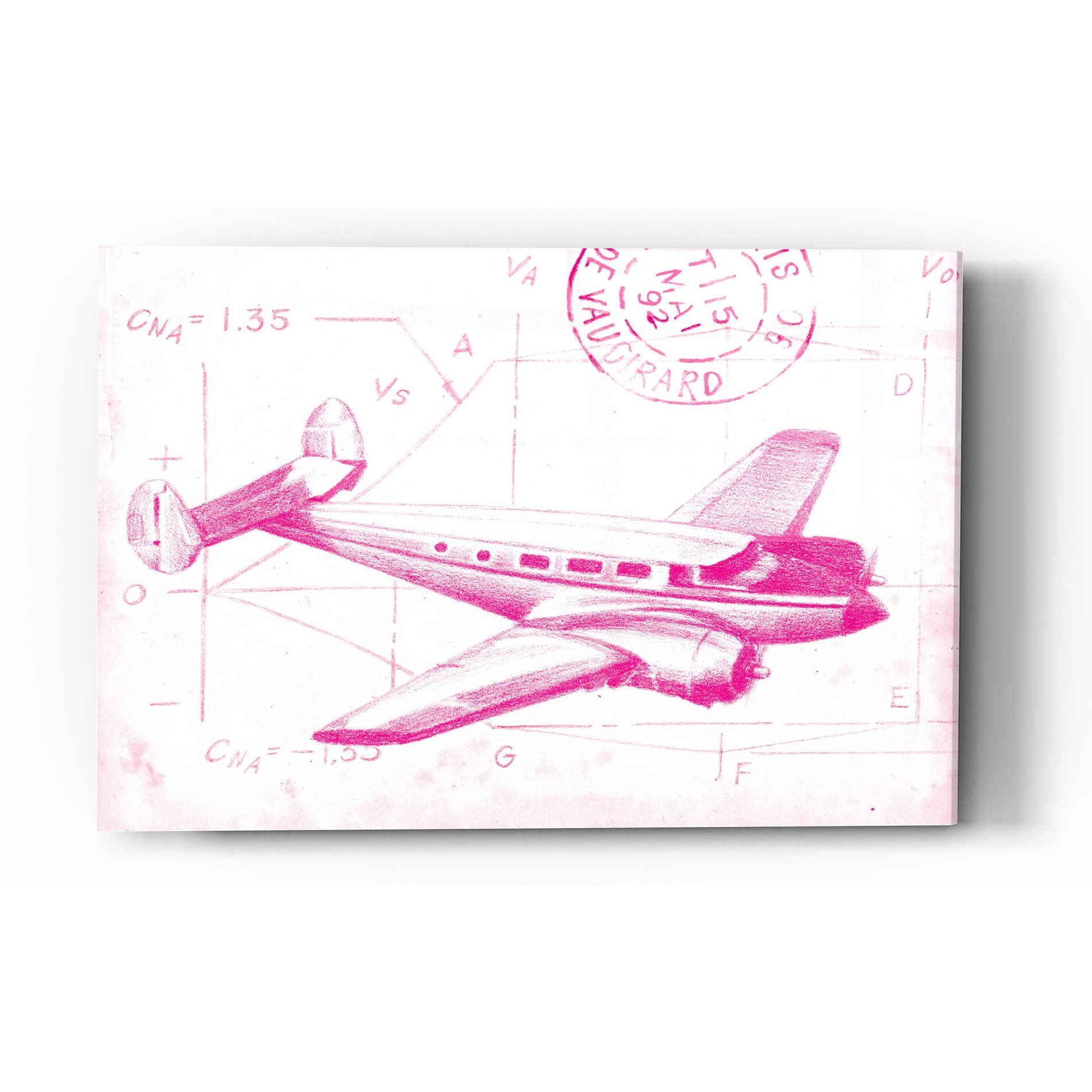 Epic Art 'Flight Schematic IV in Pink' by Ethan Harper Acrylic Glass Wall Art,12x16