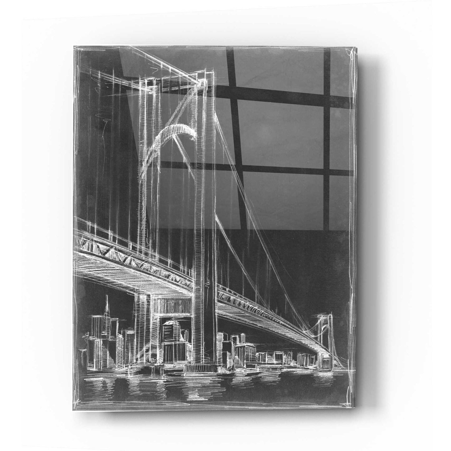Epic Art 'Suspension Bridge Blueprint II' by Ethan Harper Acrylic Glass Wall Art,12x16