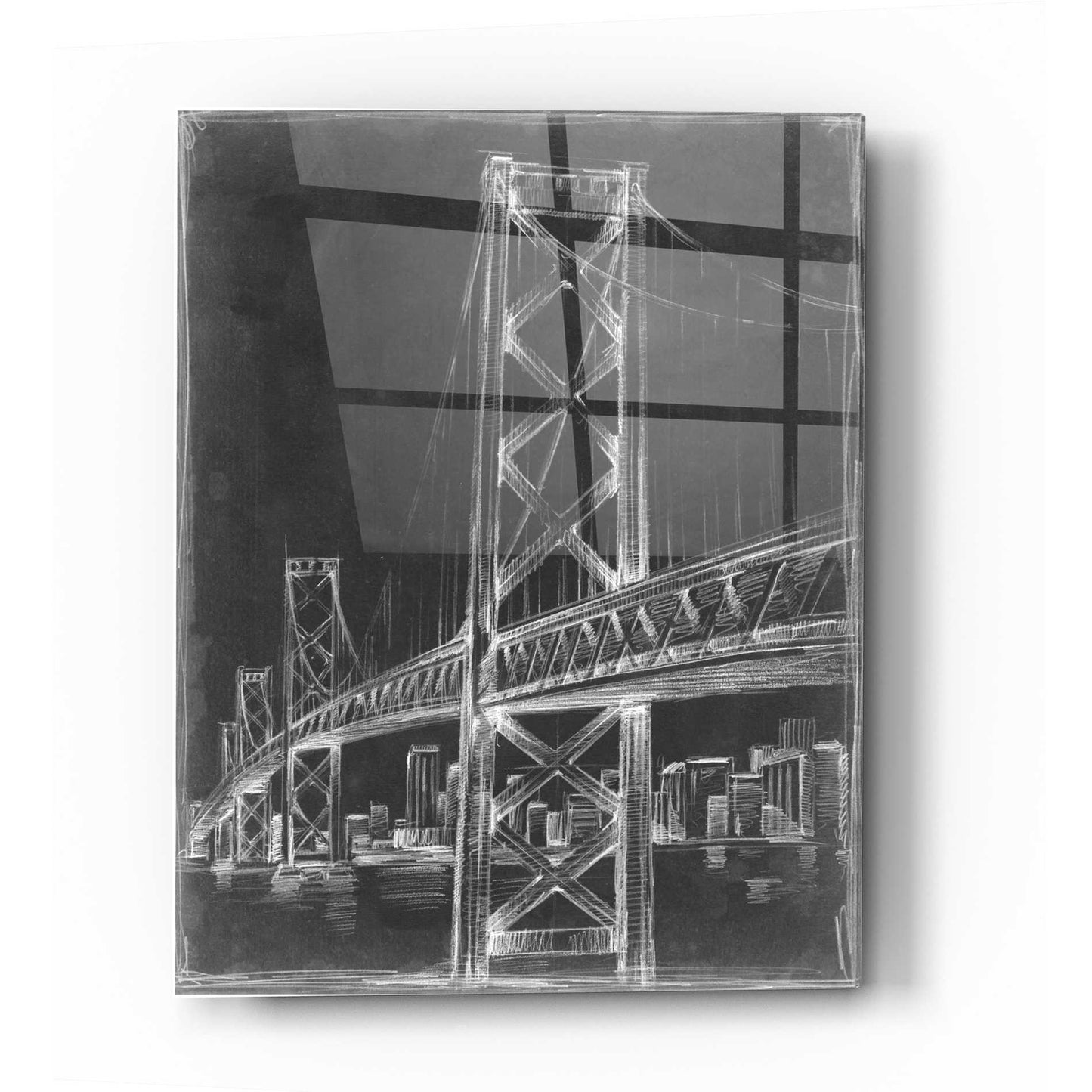 Epic Art 'Suspension Bridge Blueprint I' by Ethan Harper Acrylic Glass Wall Art,12x16