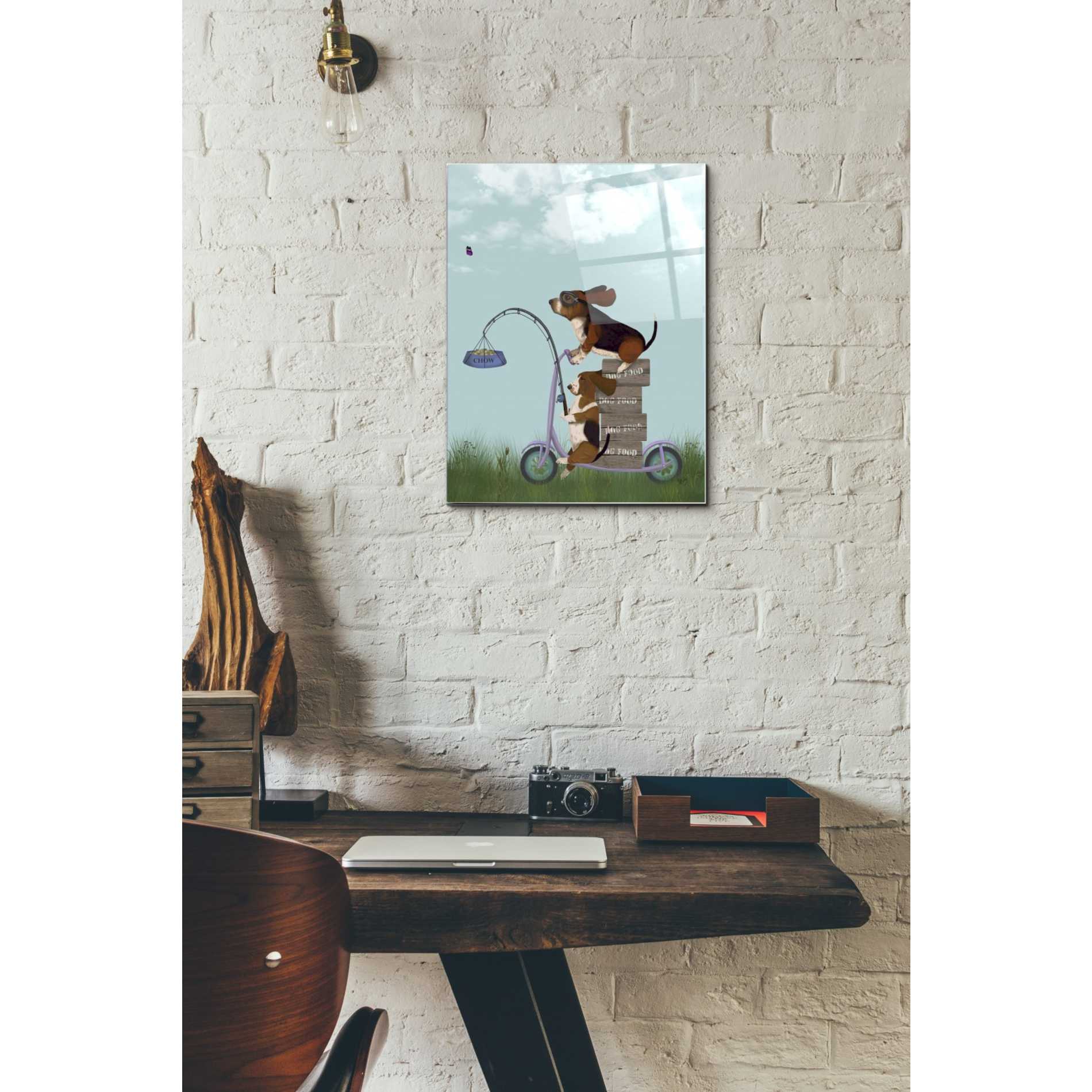 Epic Art 'Basset Hound Scooter' by Fab Funky Acrylic Glass Wall Art,12x16