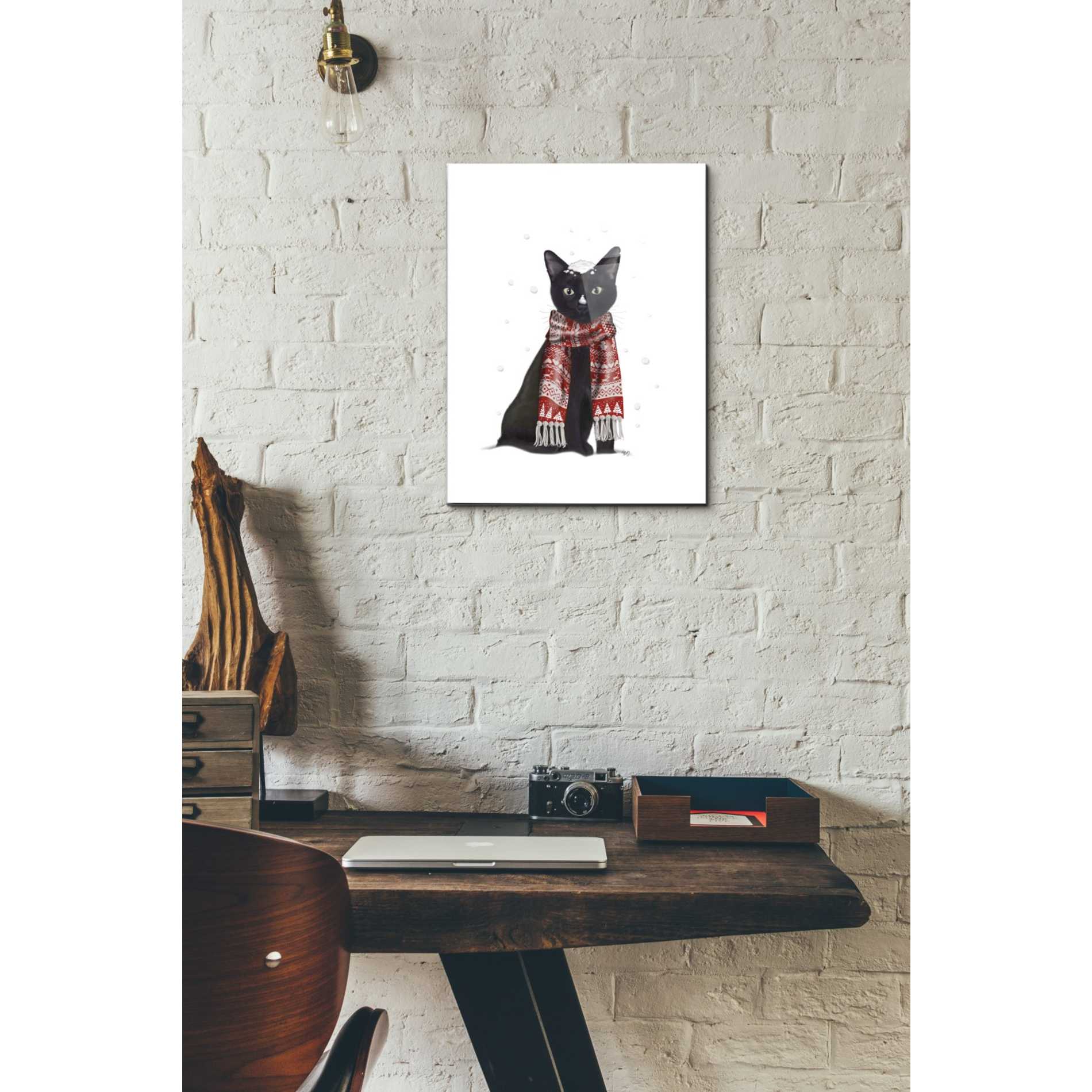 Epic Art 'Black Cat, Red Scarf' by Fab Funky Acrylic Glass Wall Art,12x16