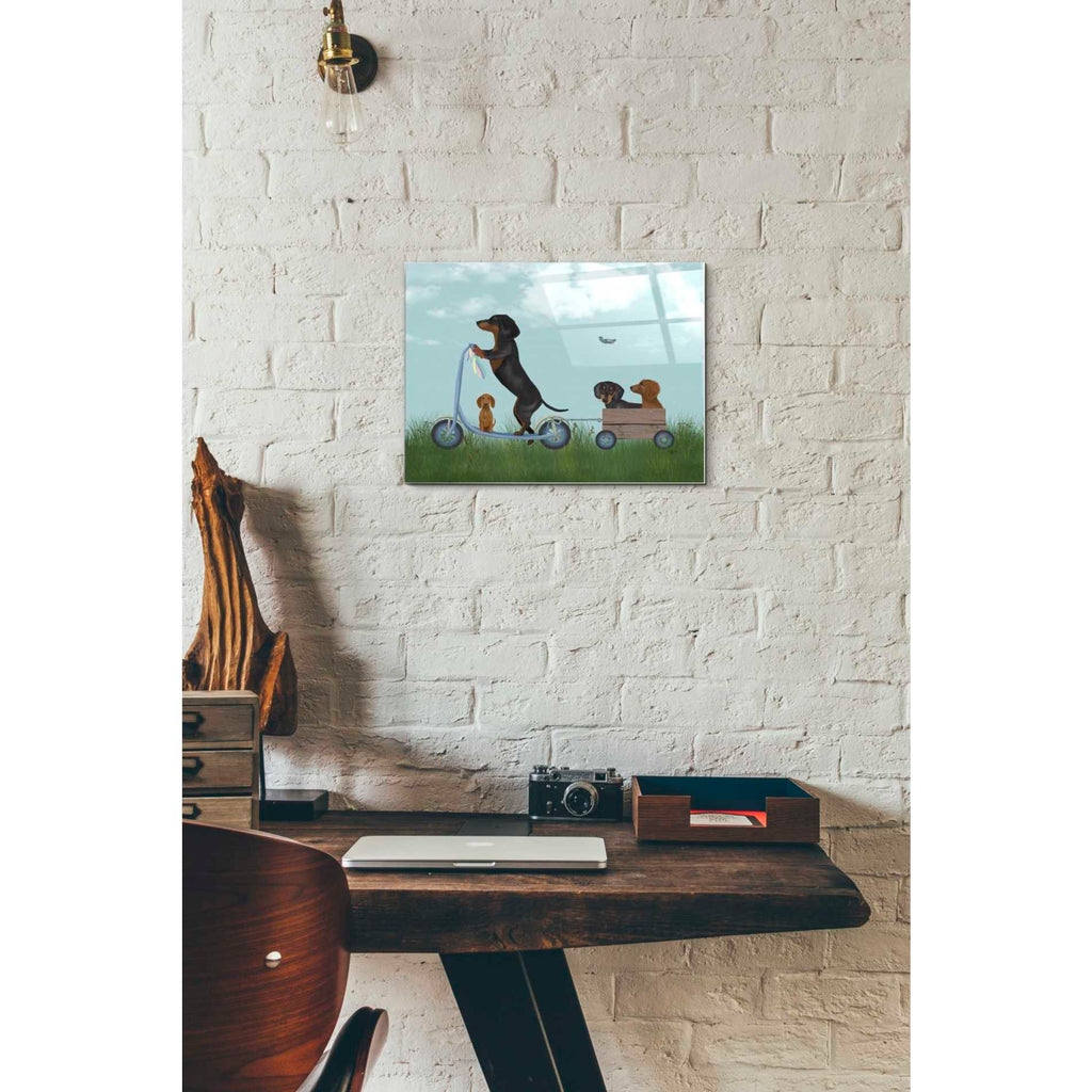 Epic Art 'Dachshund Scooter' by Fab Funky Acrylic Glass Wall Art,12x16