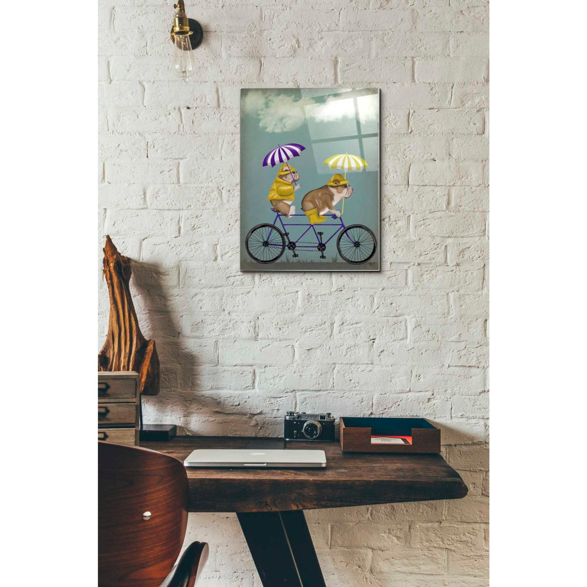Epic Art 'English Bulldog Tandem' by Fab Funky Acrylic Glass Wall Art,12x16