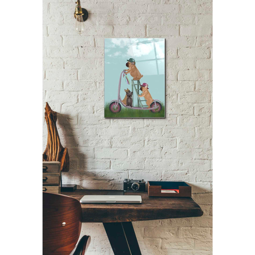 Epic Art 'French Bulldog Scooter' by Fab Funky Acrylic Glass Wall Art,12x16