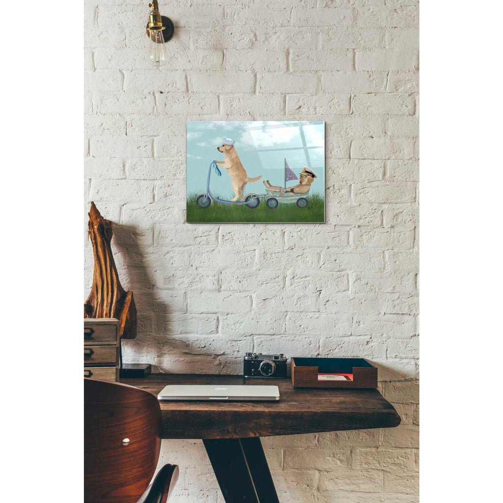 Epic Art 'Golden Retriever Scooter' by Fab Funky Acrylic Glass Wall Art,12x16