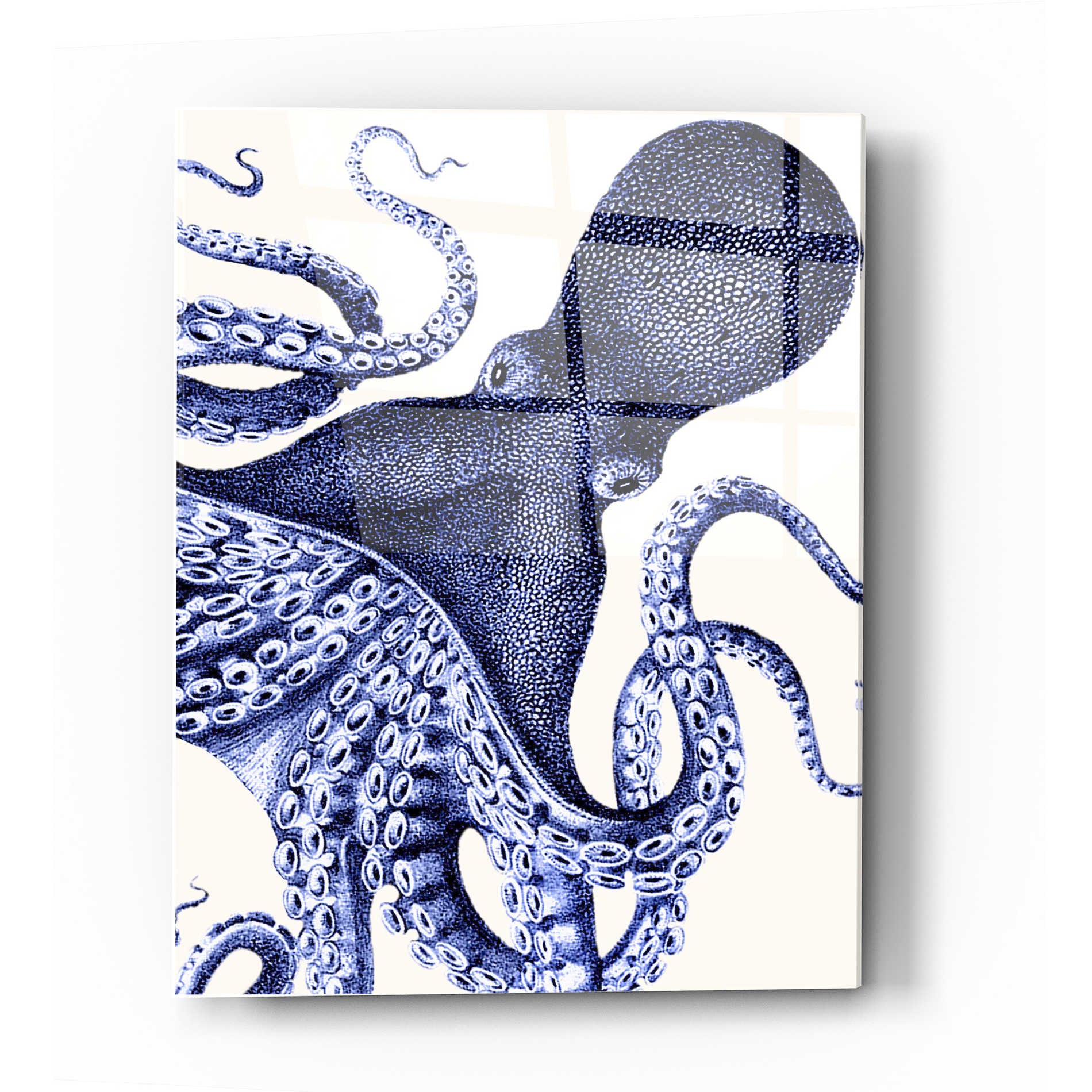 Epic Art 'Landscape Blue Octopus' by Fab Funky Acrylic Glass Wall Art,12x16