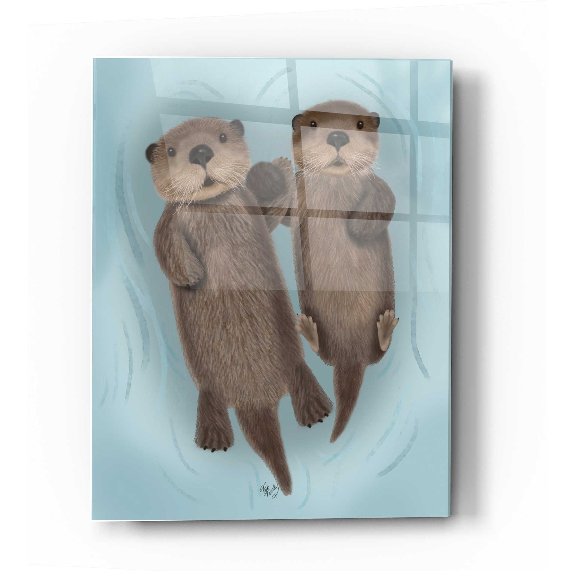 Epic Art 'Otters Holding Hands' by Fab Funky Acrylic Glass Wall Art,12x16
