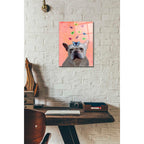 Epic Art 'White French Bulldog and Butterflies' by Fab Funky Acrylic Glass Wall Art,12x16