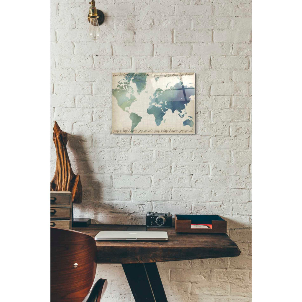 Epic Art 'Watercolor World Map' by Grace Popp Acrylic Glass Wall Art,12x16