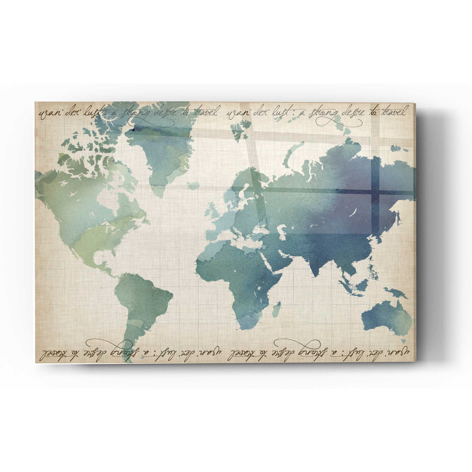 Epic Art 'Watercolor World Map' by Grace Popp Acrylic Glass Wall Art,12x16