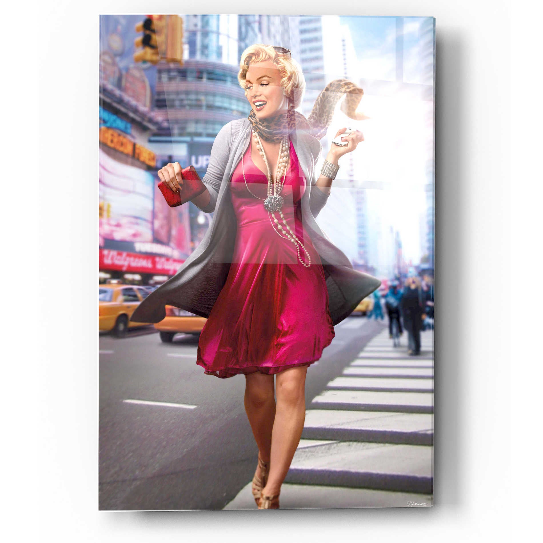 Epic Art 'Marilyn in the City' by JJ Brando Acrylic Glass Wall Art,12x16