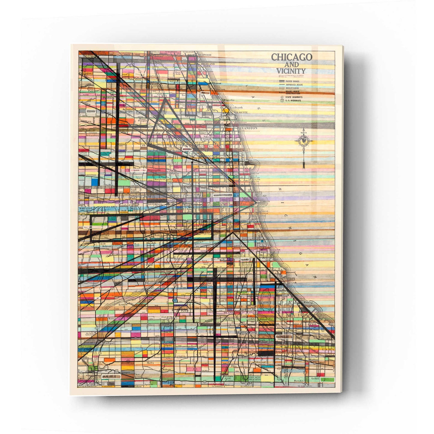 Epic Art 'Modern Map of Chicago' by Nikki Galapon Acrylic Glass Wall Art,12x16