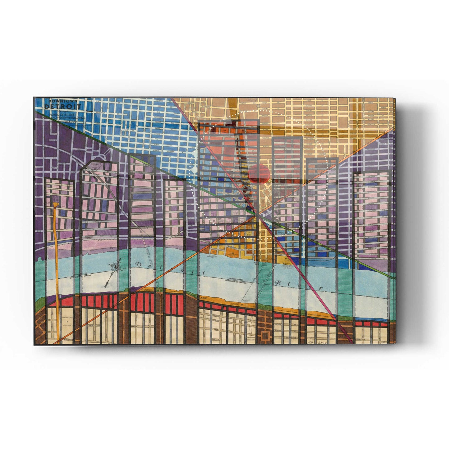 Epic Art 'Modern Map of Detroit' by Nikki Galapon Acrylic Glass Wall Art,12x16