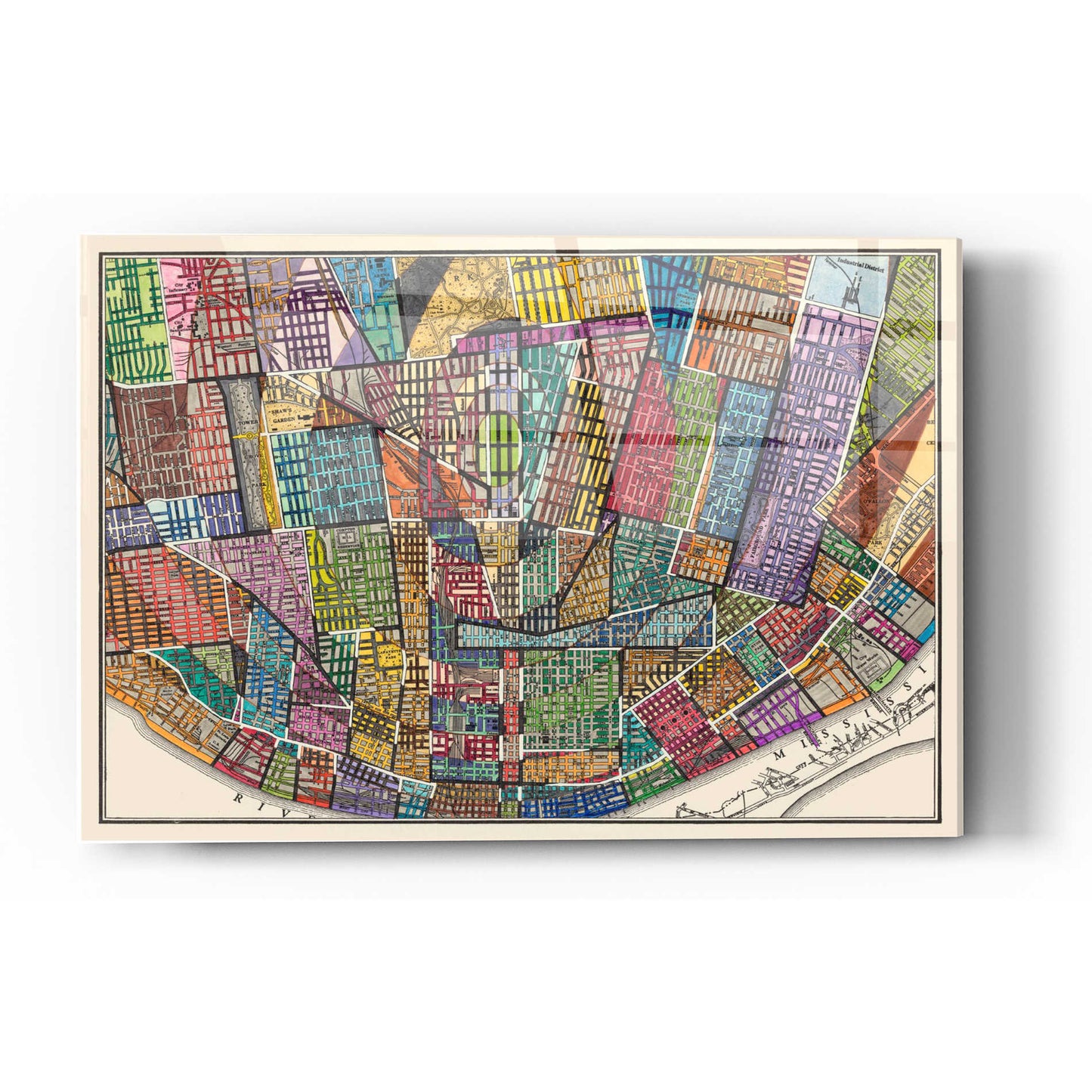 Epic Art 'Modern Map of St. Louis' by Nikki Galapon Acrylic Glass Wall Art,12x16