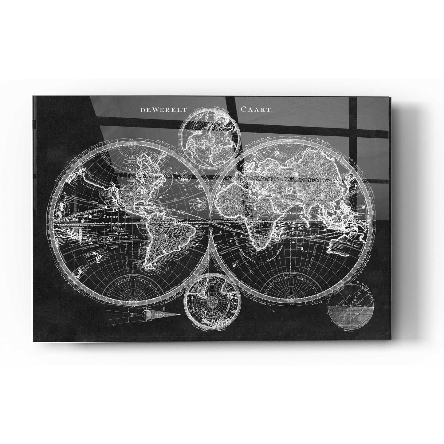 Epic Art 'Charcoal World Map' by Studio W Acrylic Glass Wall Art,12x16