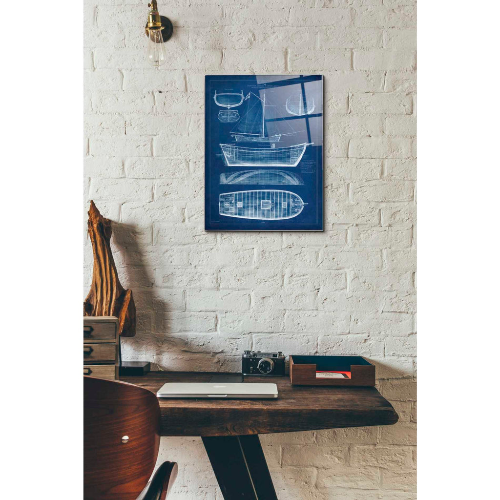 Epic Art 'Antique Ship Blueprint II' by Vision Studio Acrylic Glass Wall Art,12x16