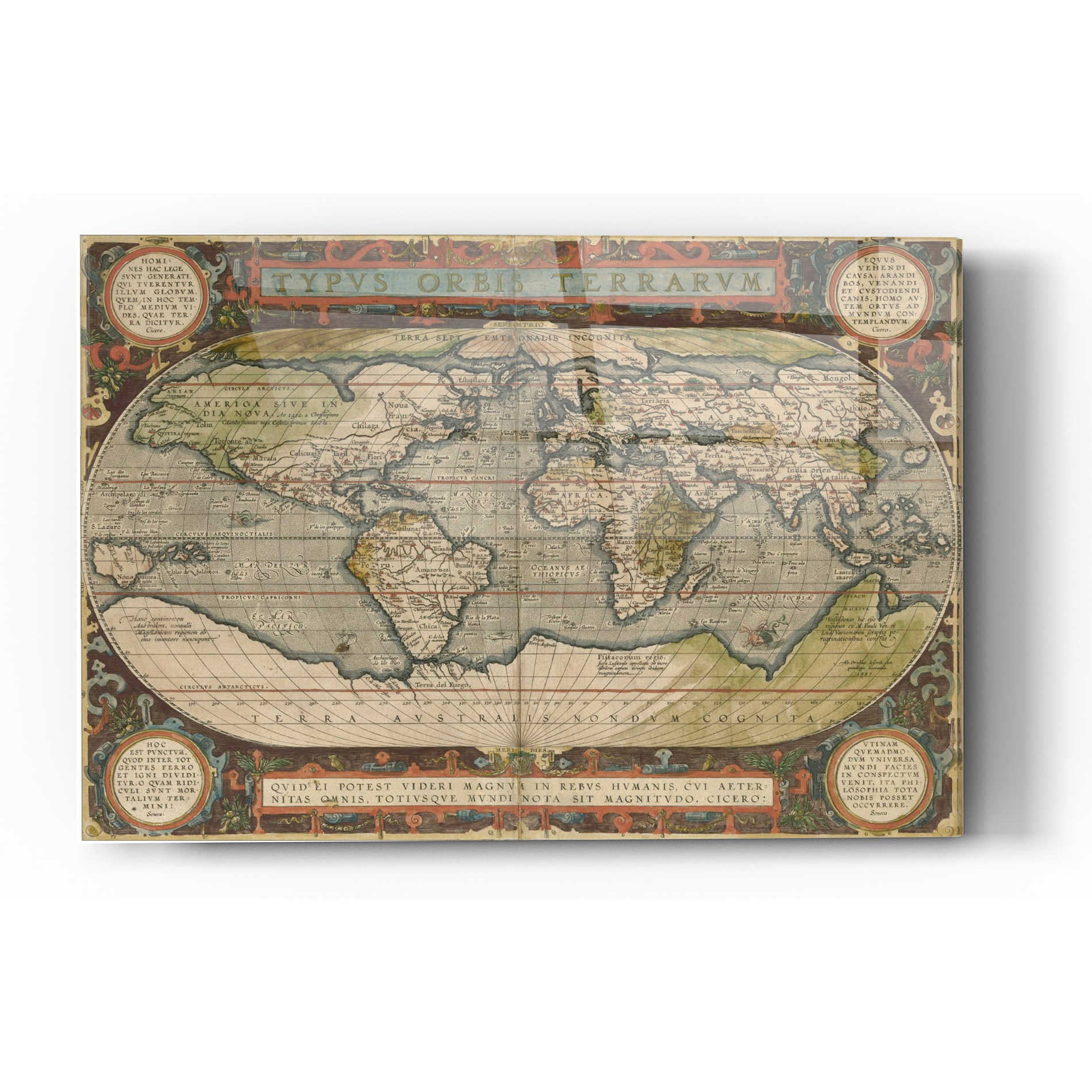 Epic Art 'Antique World Map 36x48' by Vision Studio Acrylic Glass Wall Art,12x16