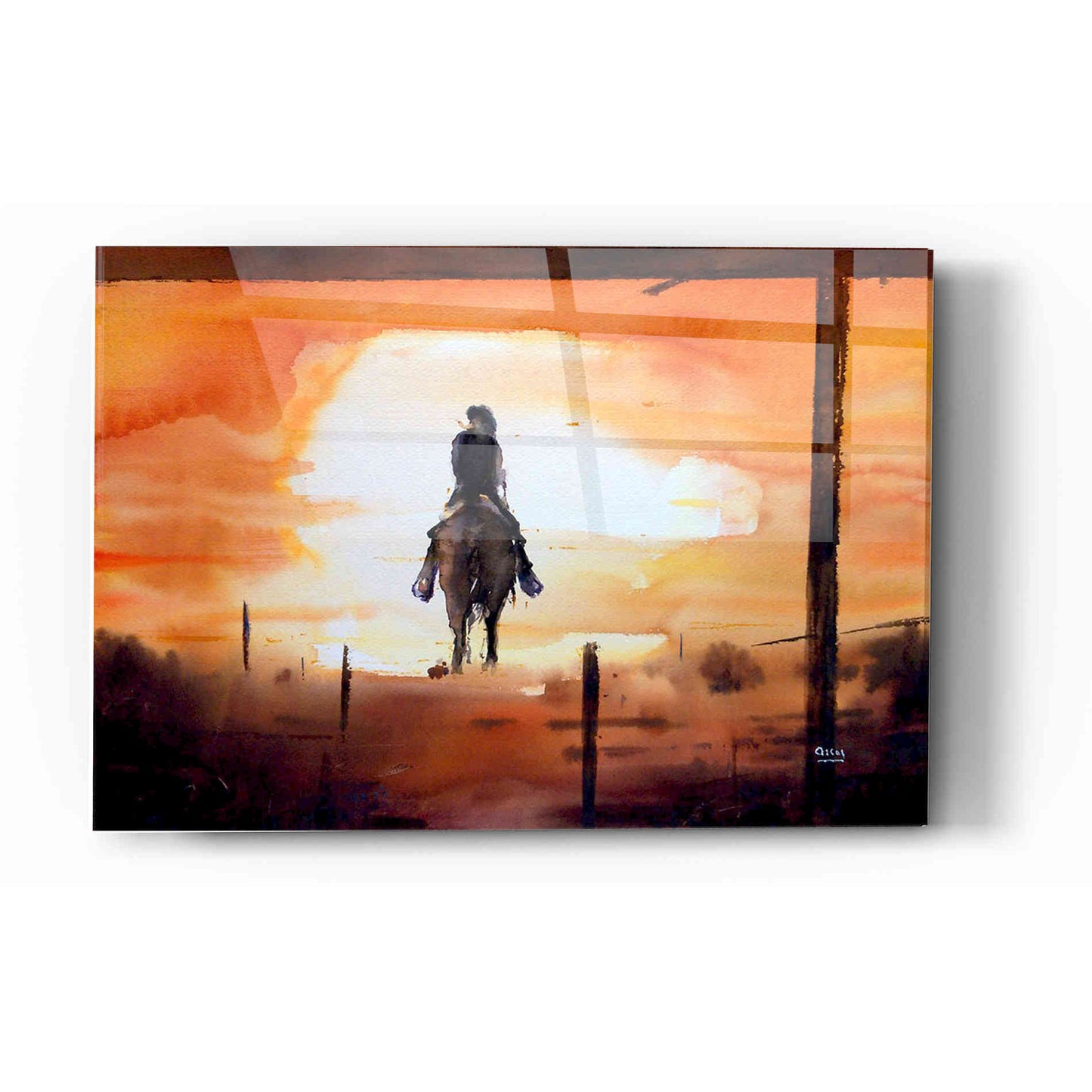 Epic Art 'Sunset Rider' by Oscar Alvarez Pardo, Acrylic Glass Wall Art,12x16