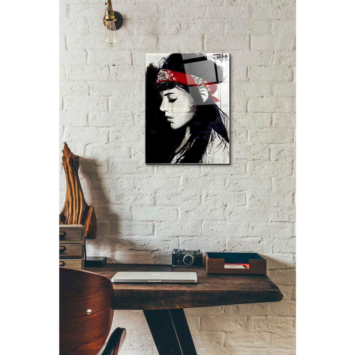 Epic Art 'Red Bandana' by Loui Jover, Acrylic Glass Wall Art,12x16