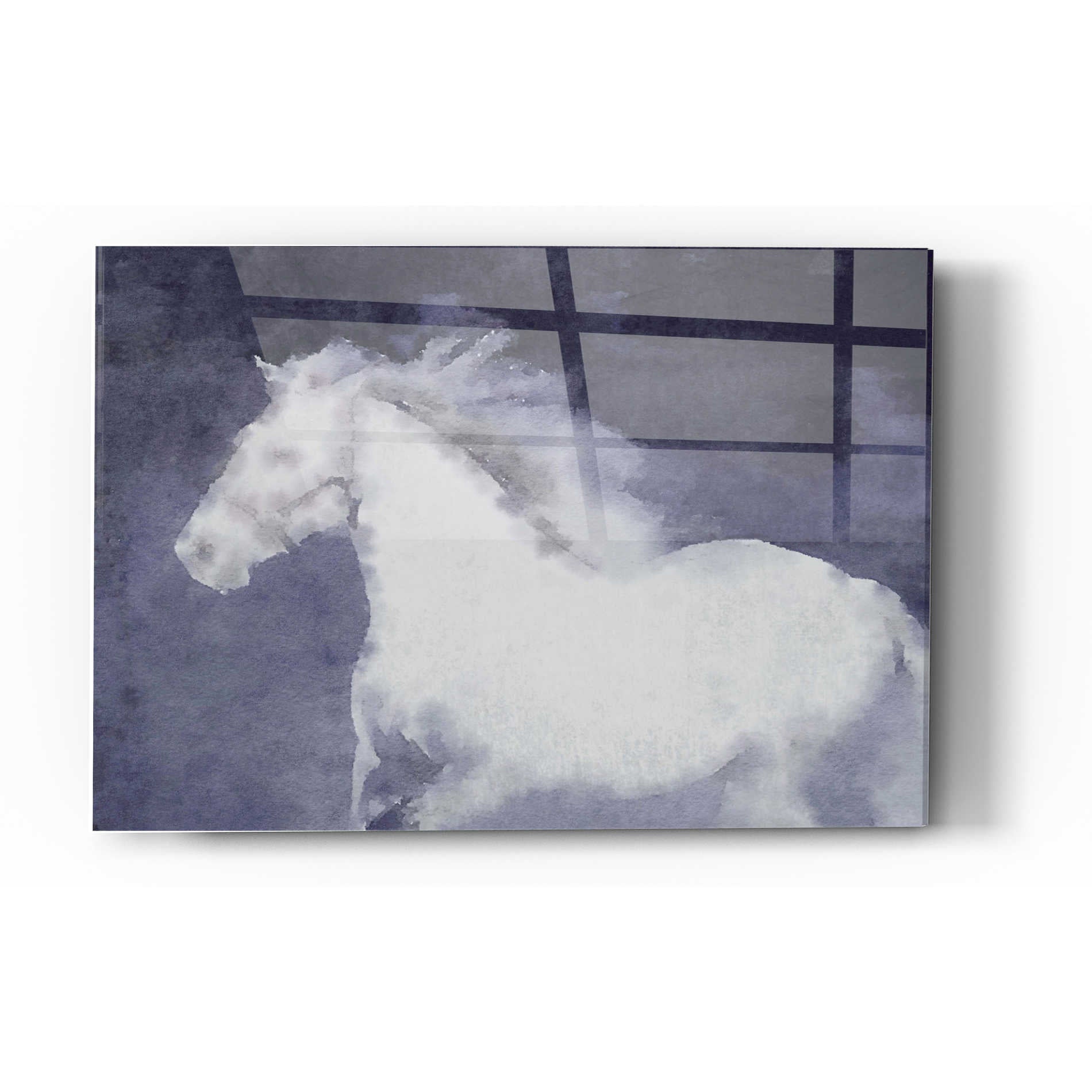 Epic Art 'White Running Horse In The Fog Mist 1' by Irena Orlov, Acrylic Glass Wall Art,12x16