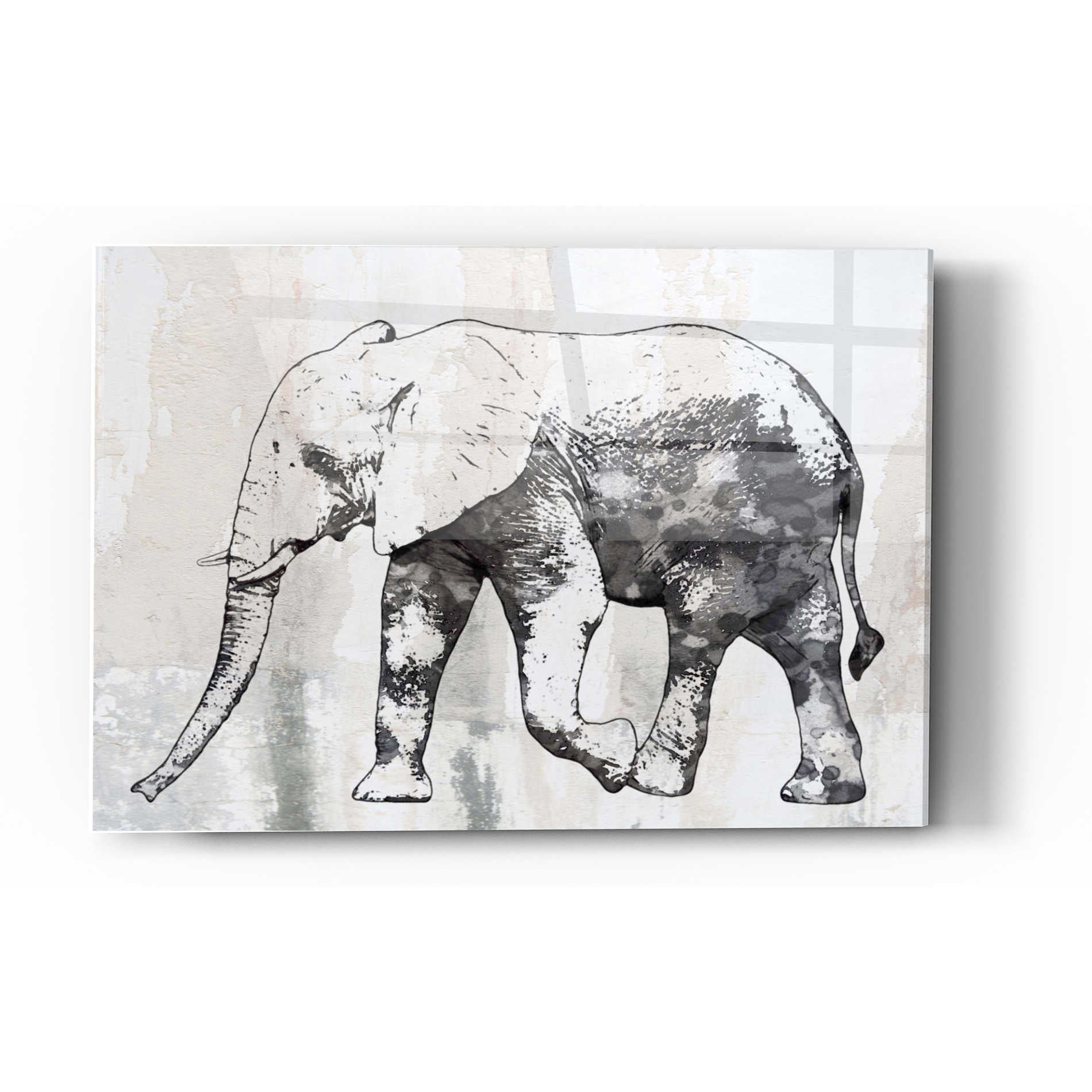 Epic Art 'Rustic Grey Elephant 2' by Irena Orlov, Acrylic Glass Wall Art,12x16