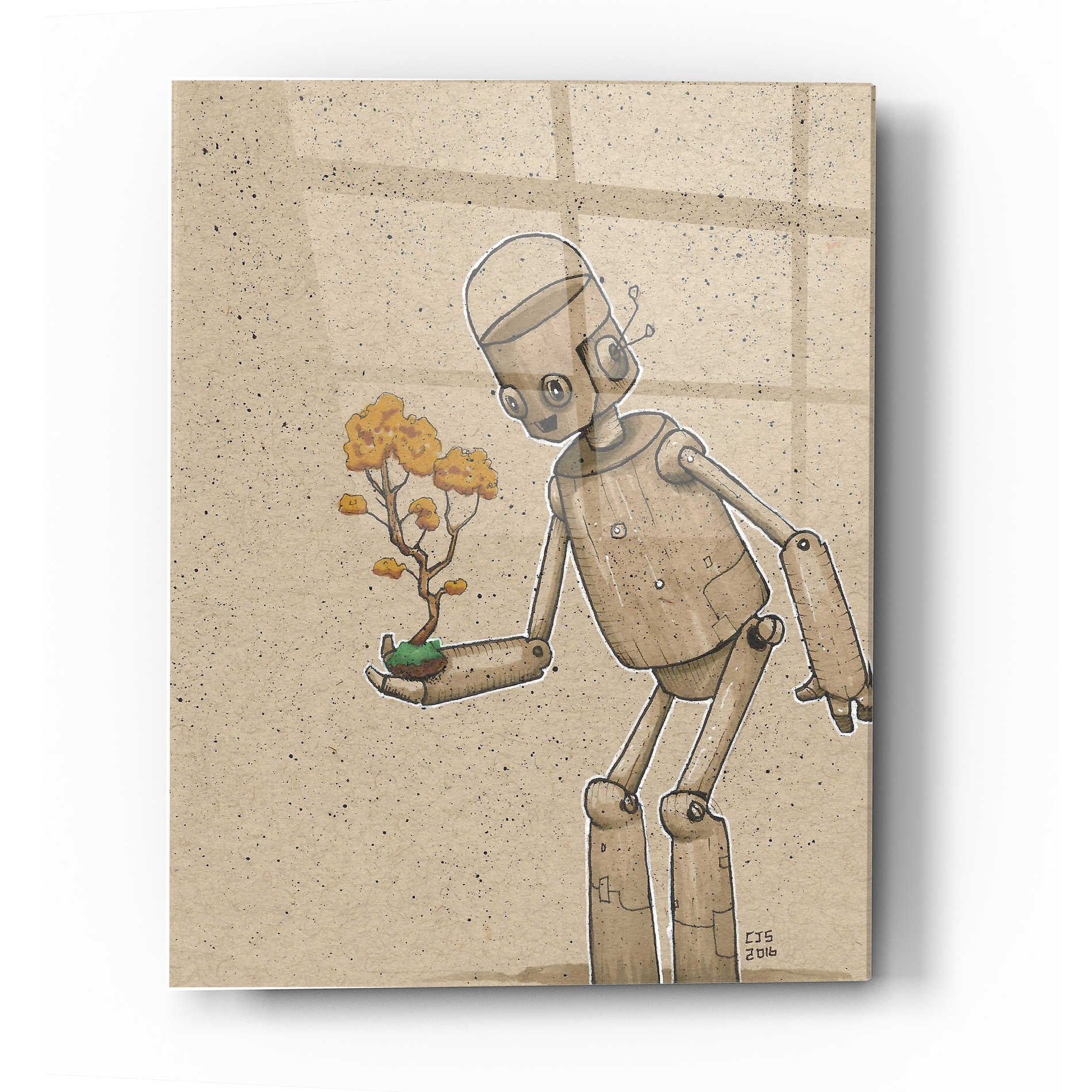Epic Art 'Ink Bot Bonsai' by Craig Snodgrass, Acrylic Glass Wall Art,12x16