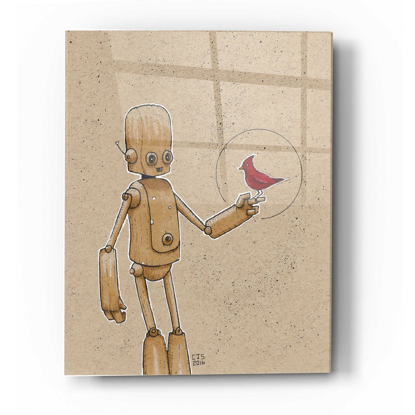 Epic Art 'Ink Bot Cardinal' by Craig Snodgrass, Acrylic Glass Wall Art,12x16