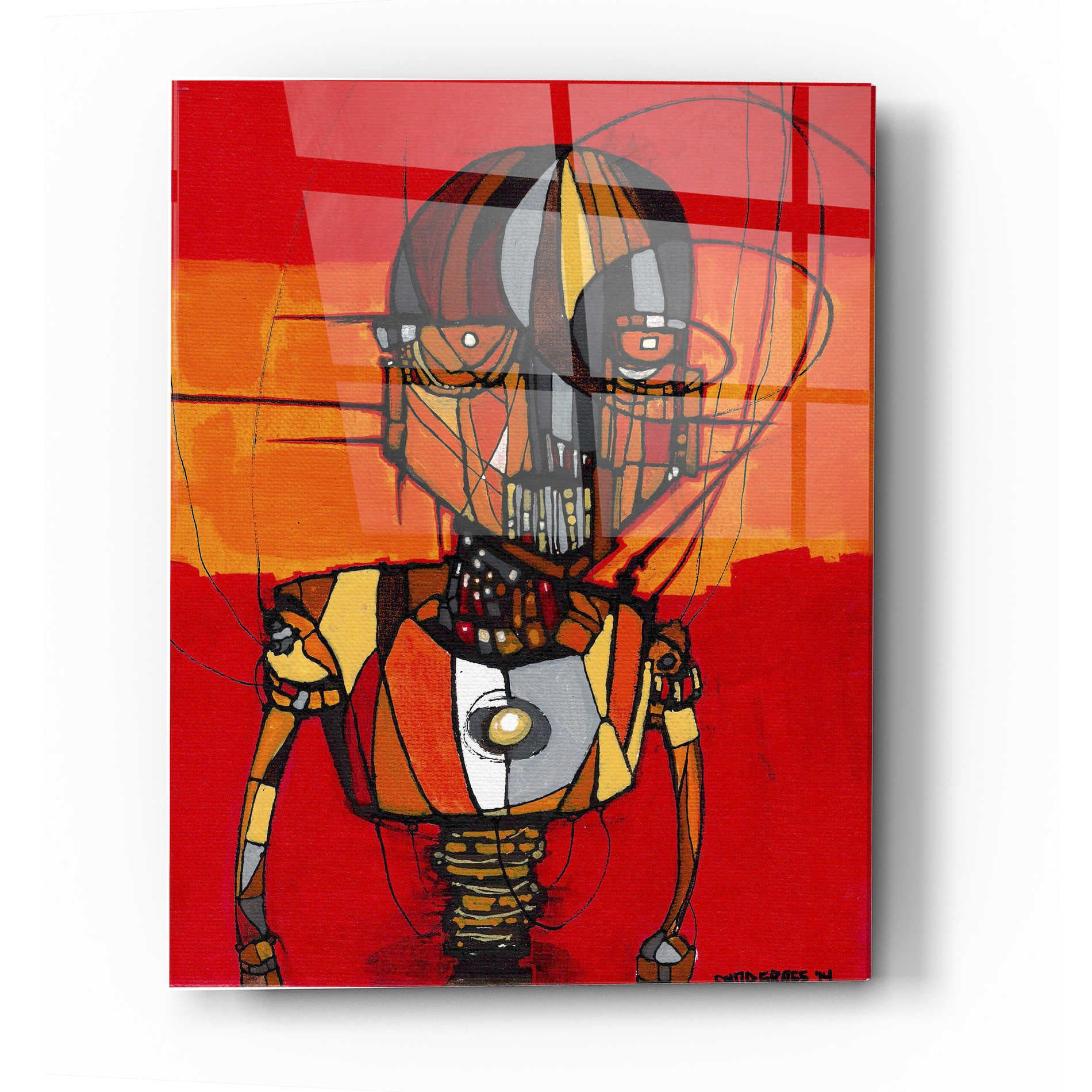 Epic Art 'Segmented Man Orange' by Craig Snodgrass, Acrylic Glass Wall Art,12x16