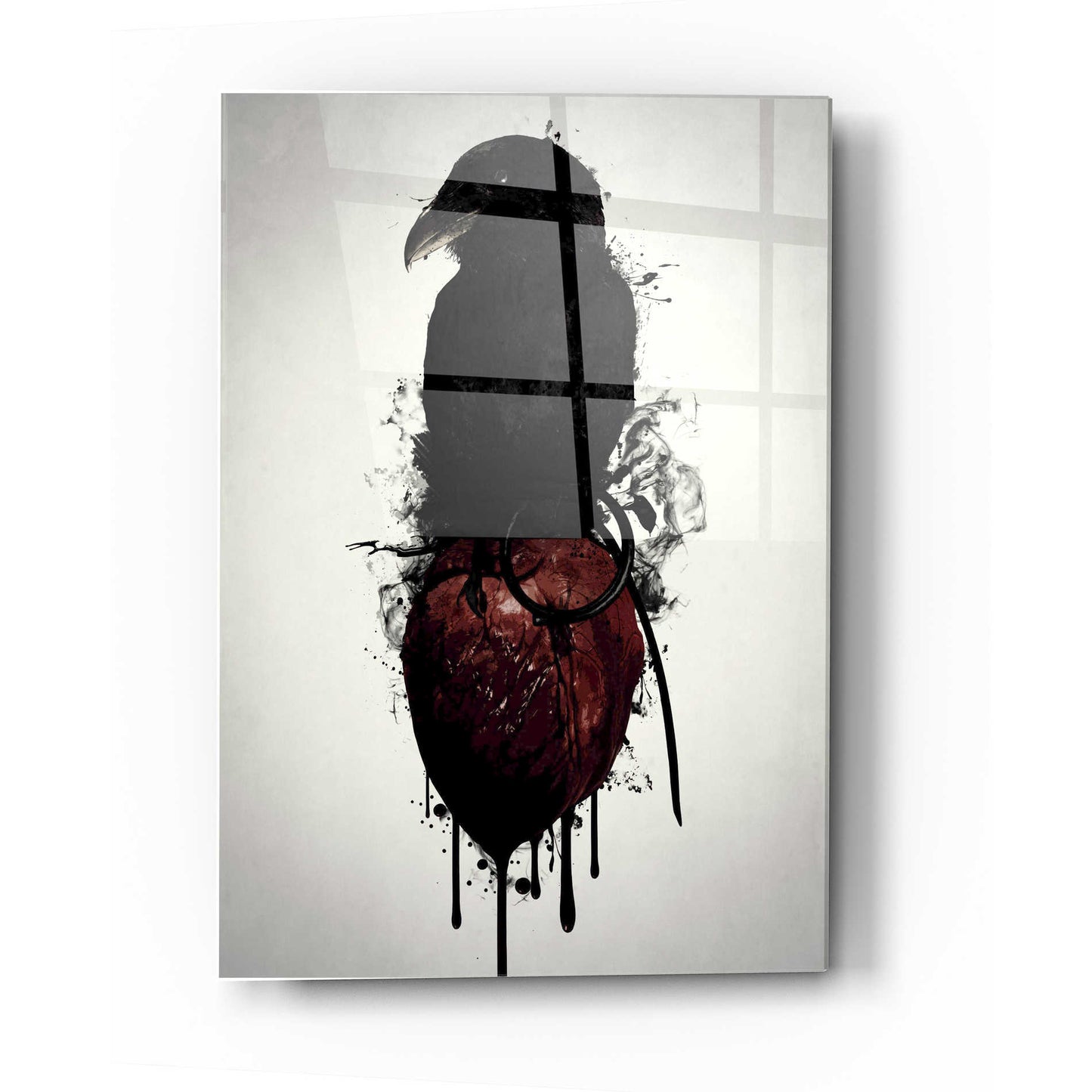Epic Art 'Raven and Heart Grenade' by Nicklas Gustafsson, Acrylic Glass Wall Art,12x16