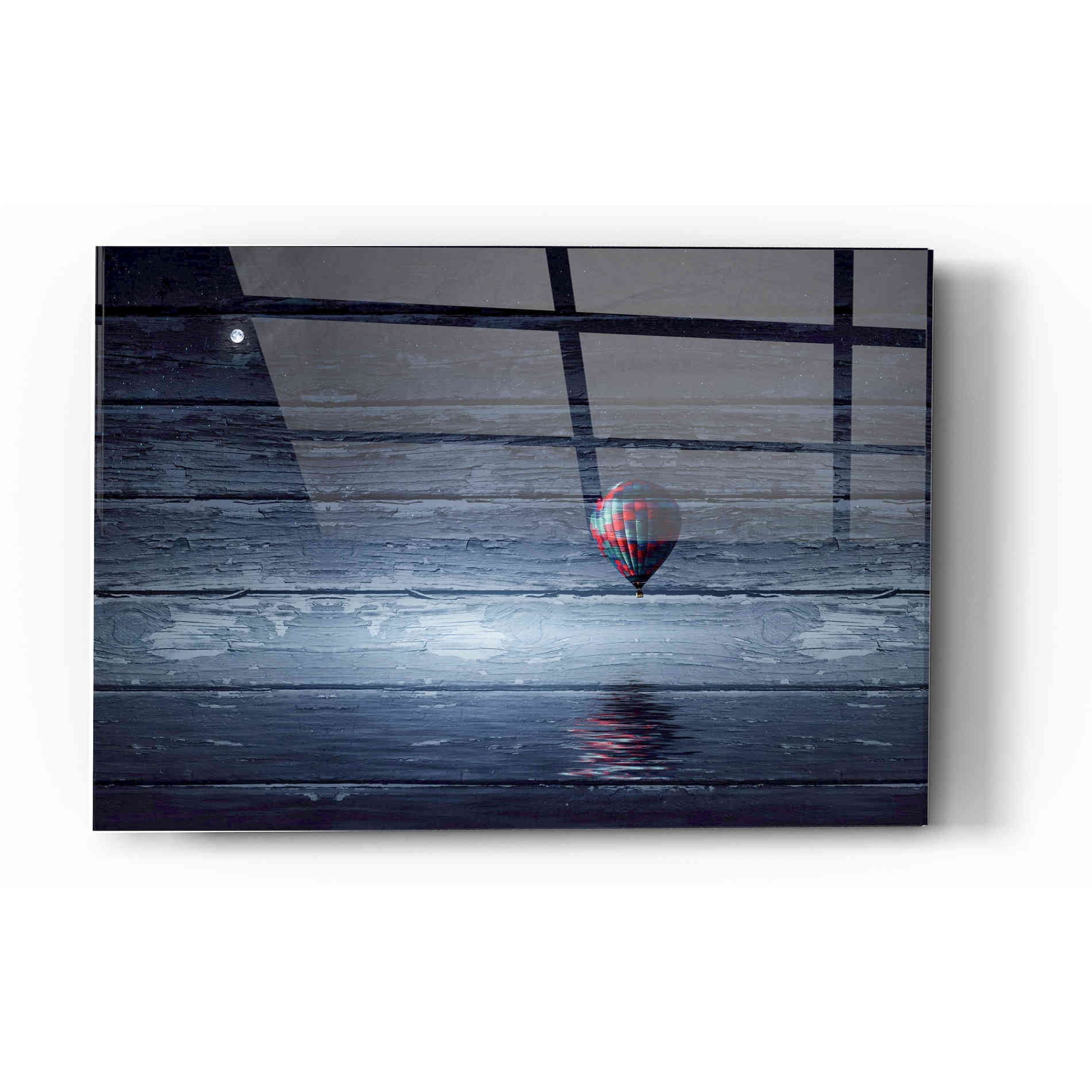 Epic Art "Wood Series: One Air Balloon" Acrylic Glass Wall Art,12x16