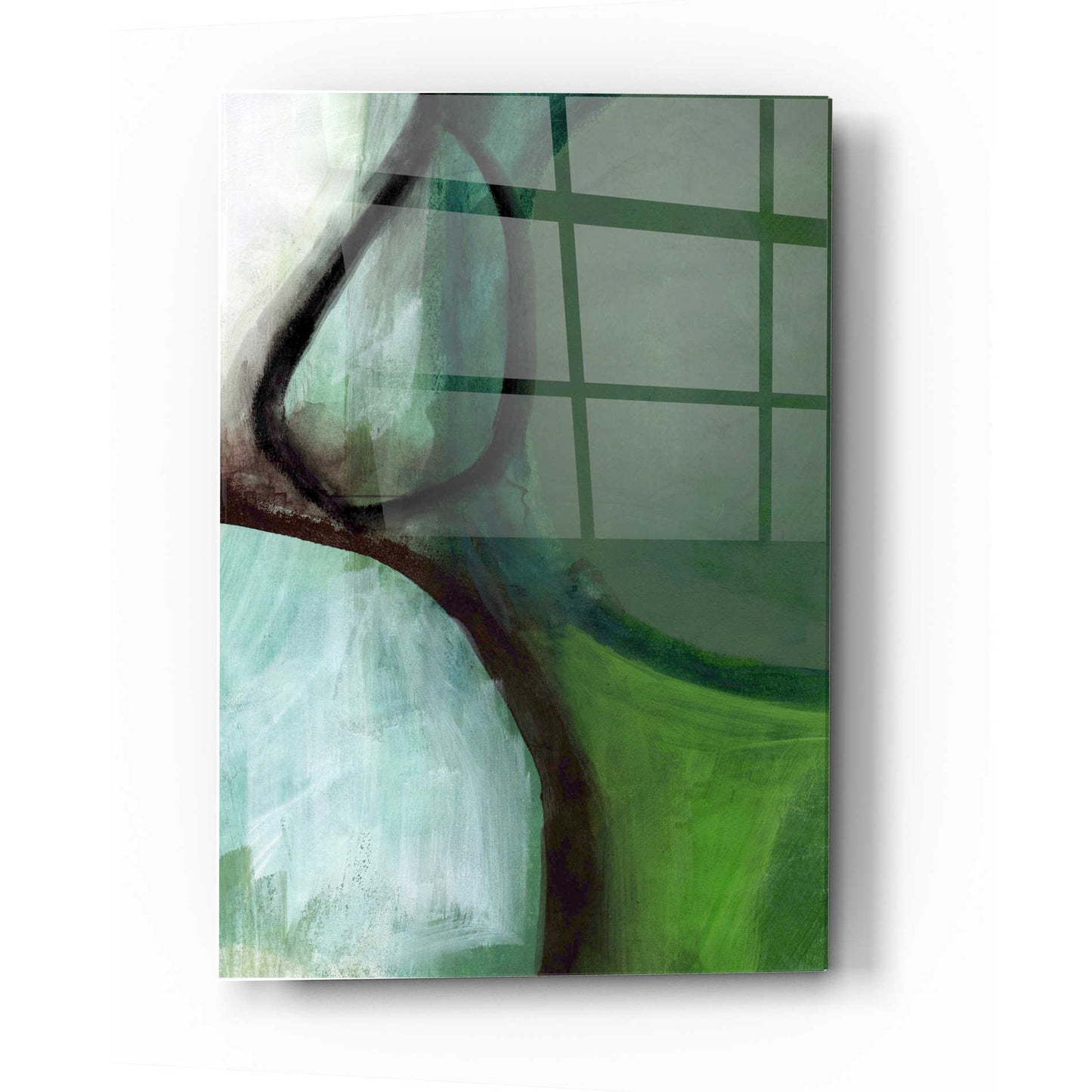 Epic Art 'Green Abstract' by Linda Woods, Acrylic Glass Wall Art,12x16