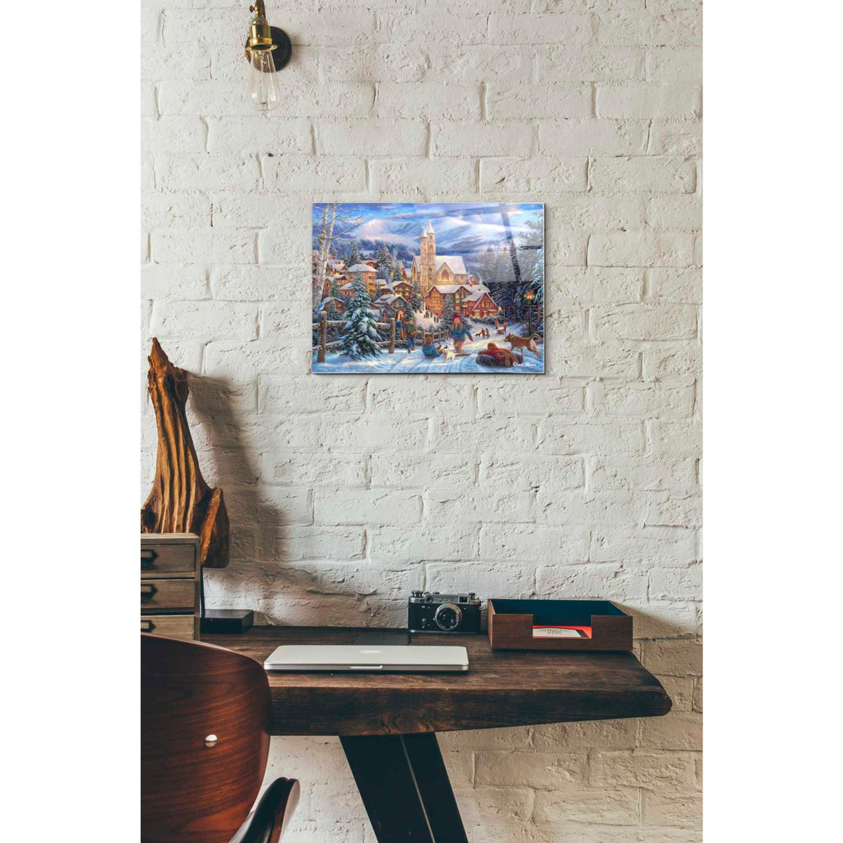 Epic Art 'Sledding to Town' by Chuck Pinson, Acrylic Glass Wall Art,12x16