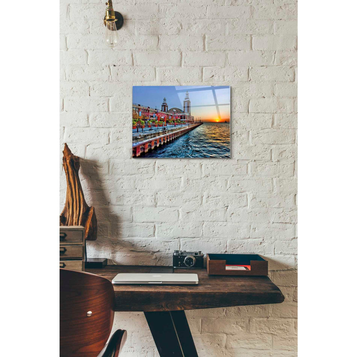 Epic Art 'Sunrise at the Pier,' Acrylic Glass Wall Art,12x16